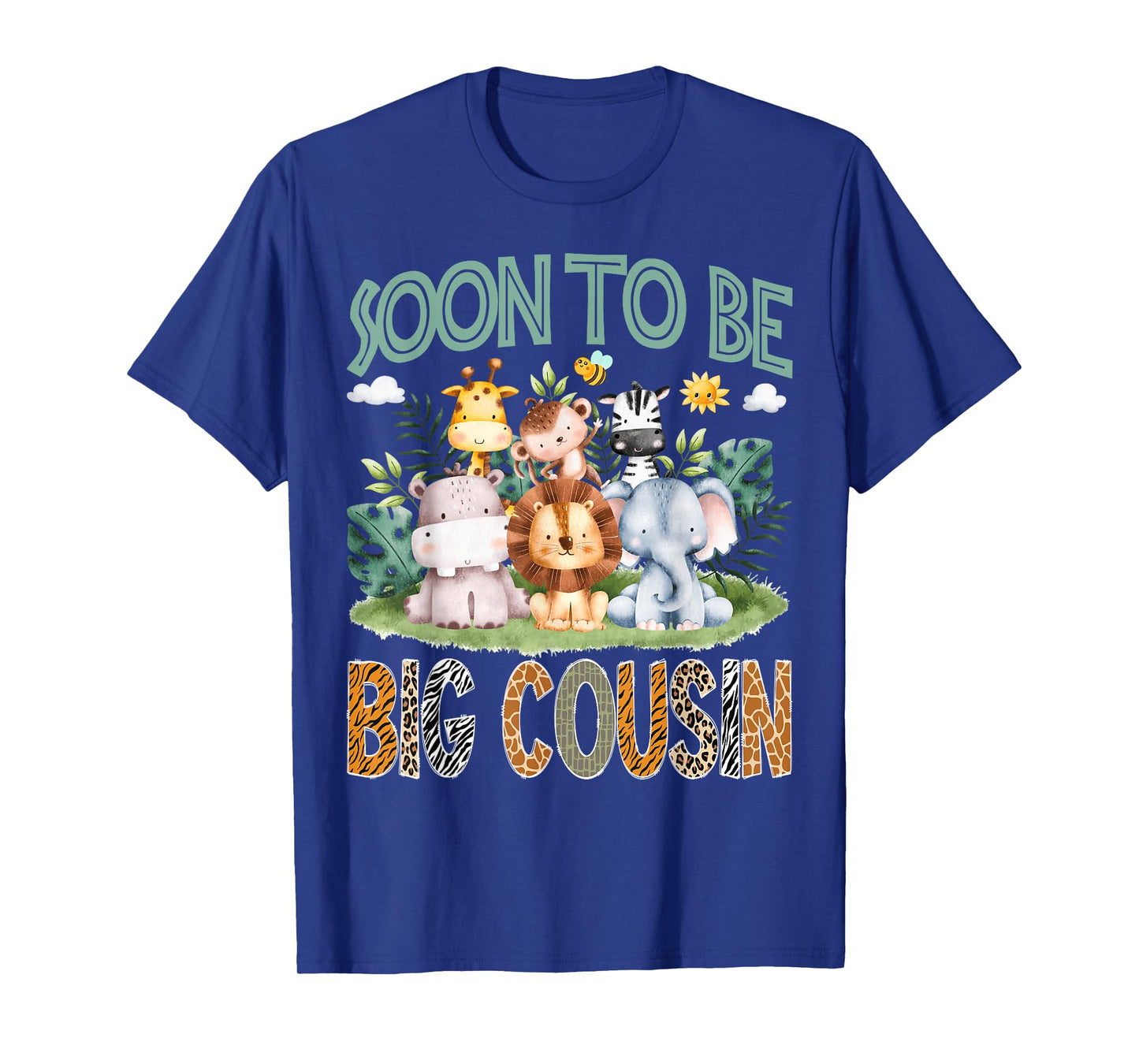 Soon To Be Big Cousin Animal Safari Jungle Gender Reveal T-Shirt