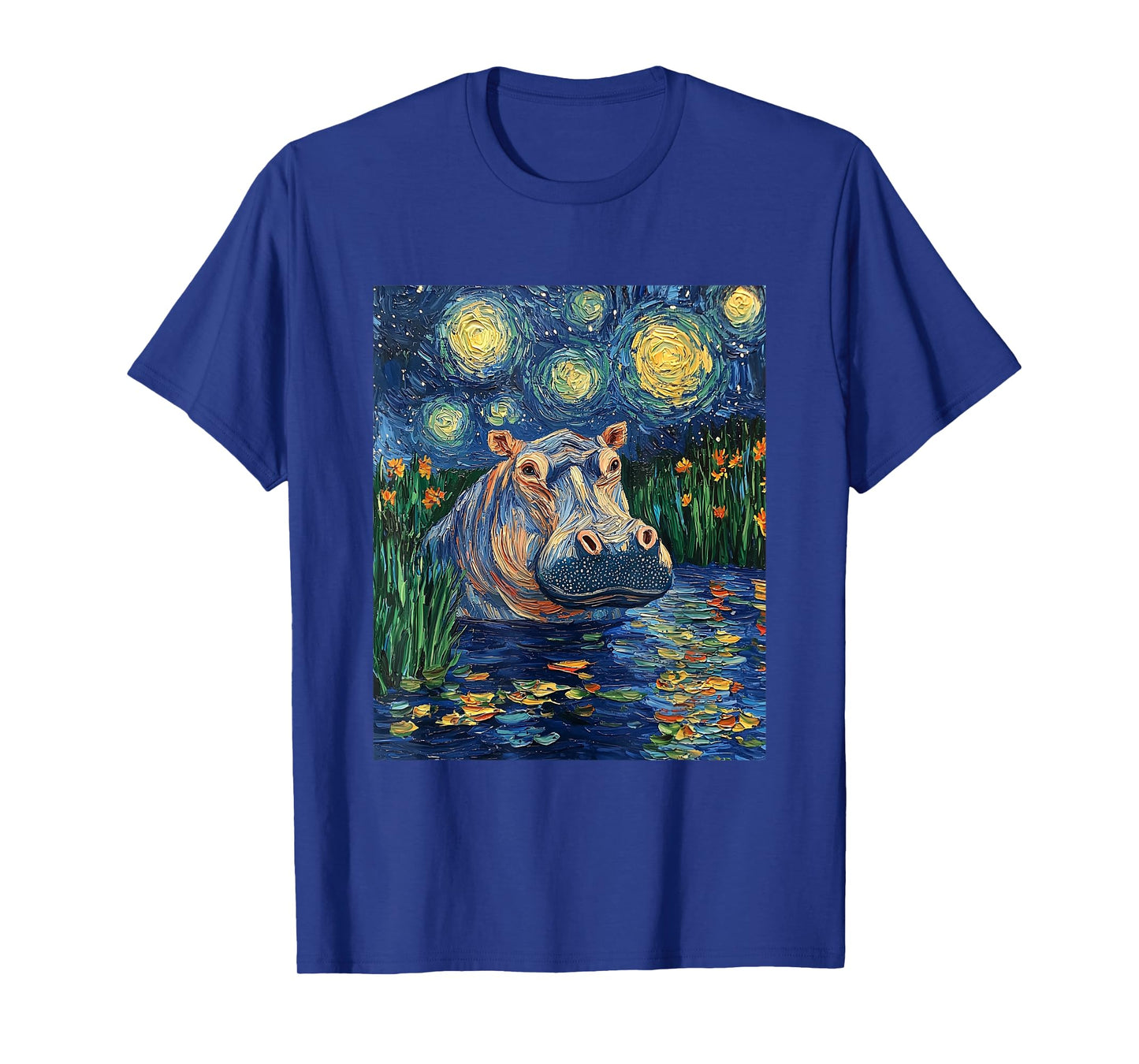 Hippo Hippopotamus - Van Gogh Style - Starry Night T-Shirt