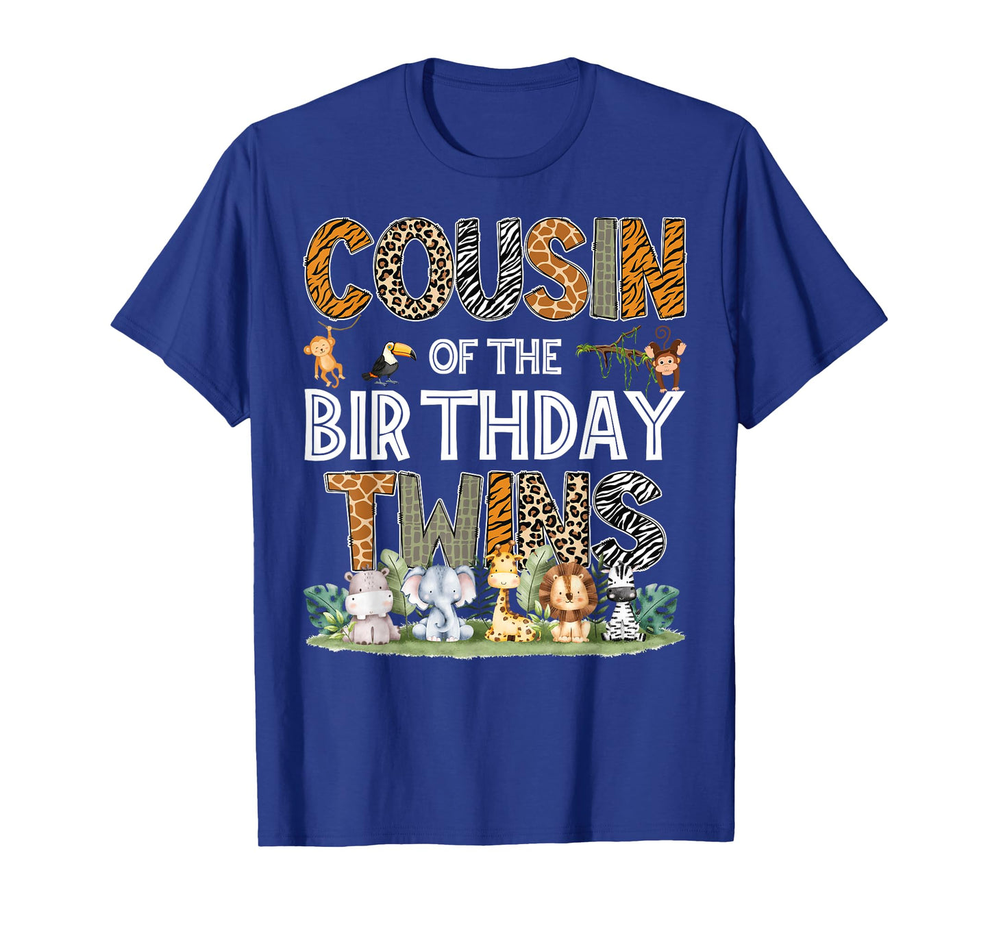 Cousin Of The Birthday Twins Safari Wild One Zoo Animal T-Shirt