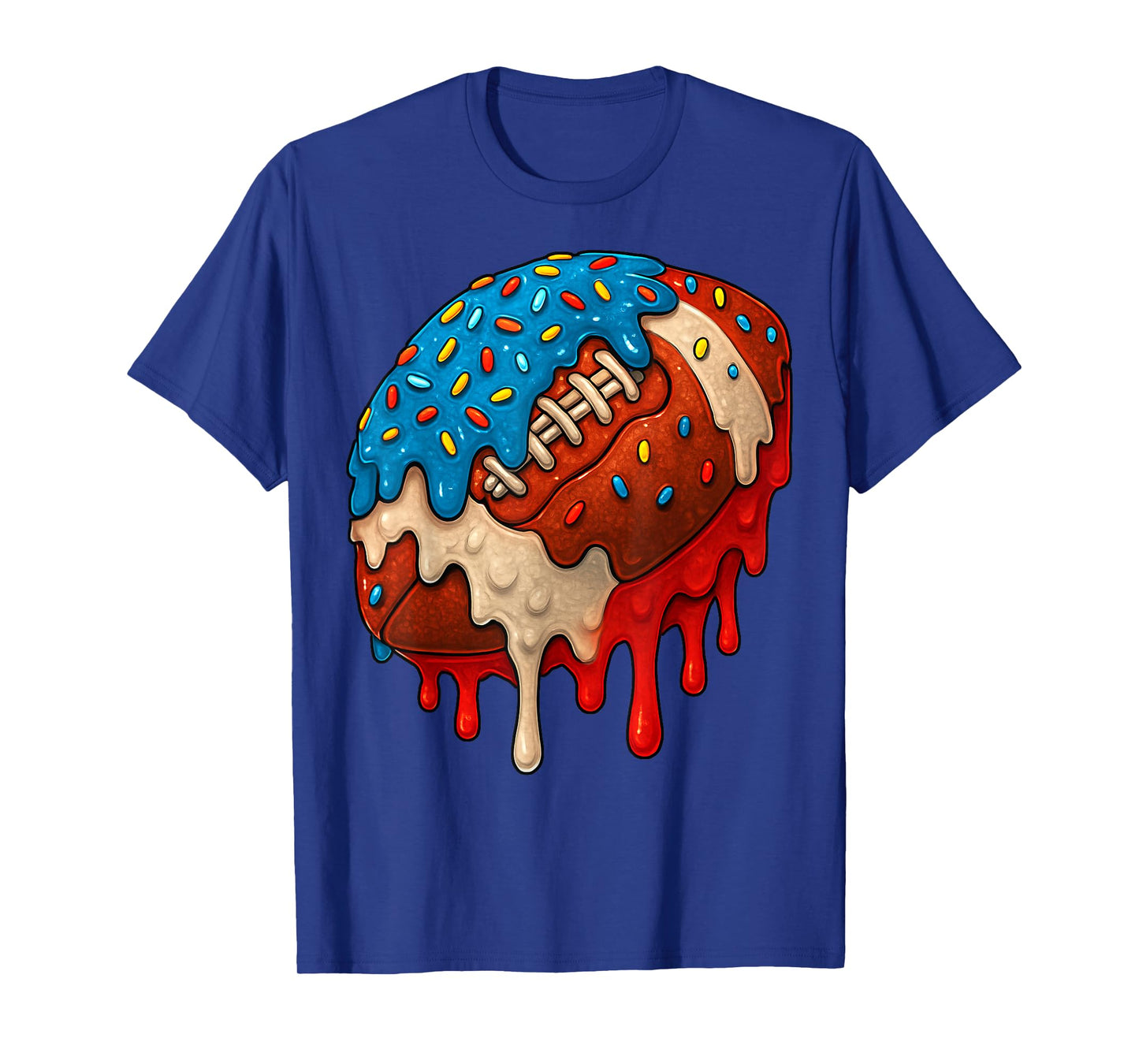 Ice Cream Drip Football Stuff 4th of July Boys Kids T-Shirt