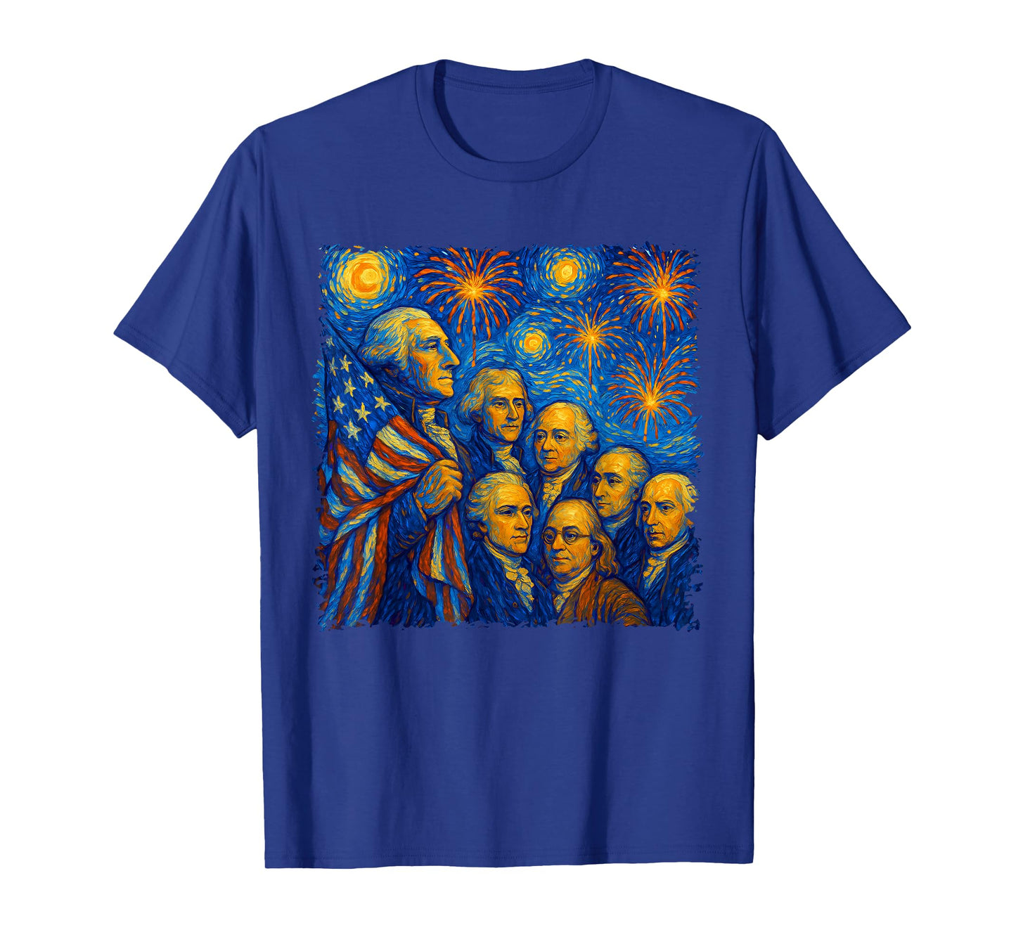Founding Fathers Starry Night Van Gogh 4th Of July Men Women T-Shirt