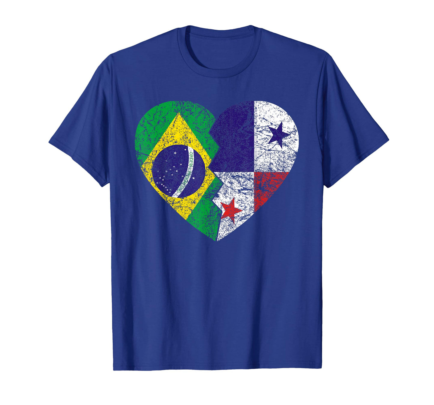 Panamanian Brazilian Flags Heart | Brazil Panama Roots T-Shirt