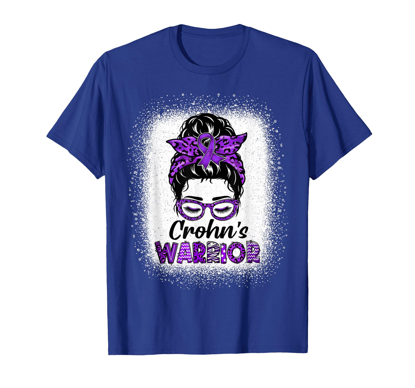 Crohns Disease Warrior Women Messy Bun Crohn's Awareness T-Shirt