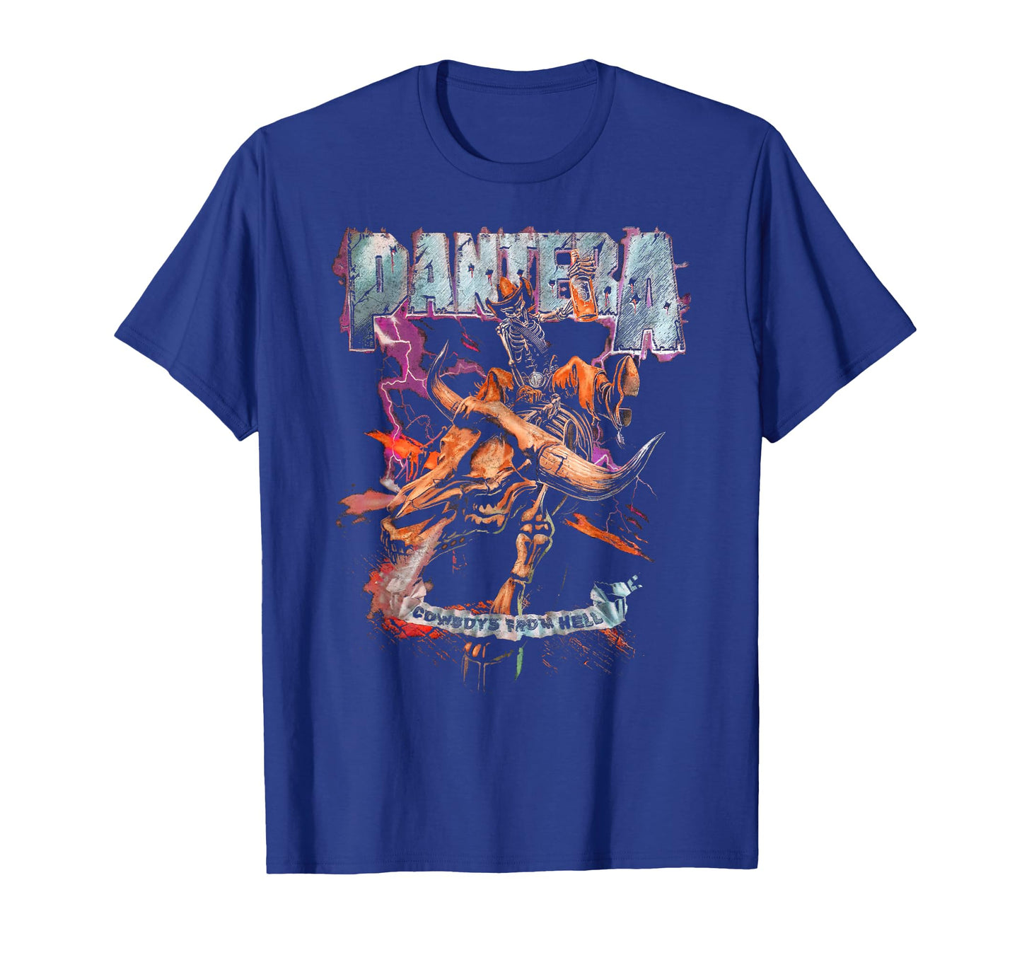 Pantera Official Cowboys From Hell Riding Skeleton Short Sleeve T-Shirt