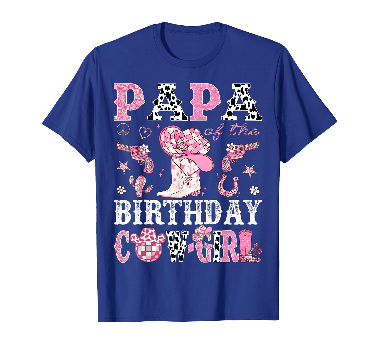 Papa Of The Birthday Cow-Girl Pink Disco Rodeo Western T-Shirt