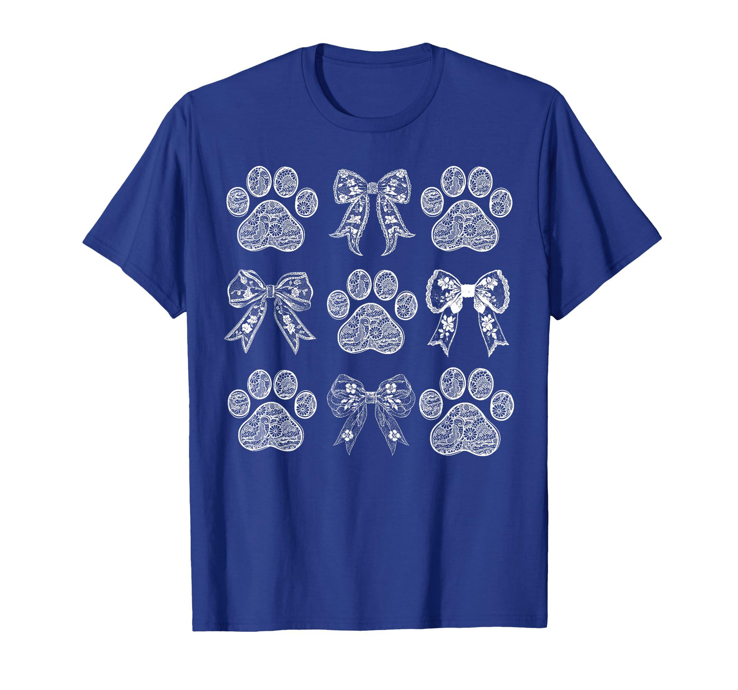 Lace Dog Coquette Bow Dog Paw Print Cat Dog Mom Mother's Day T-Shirt