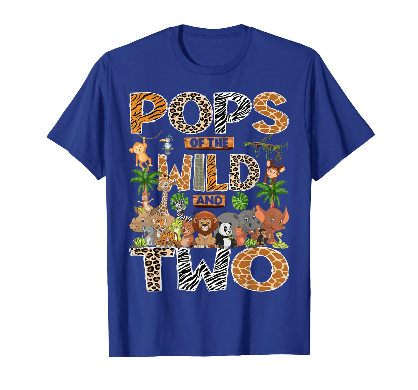 Pops Of The Wild & Two 2Nd Birthday Boy Safari Jungle T-Shirt
