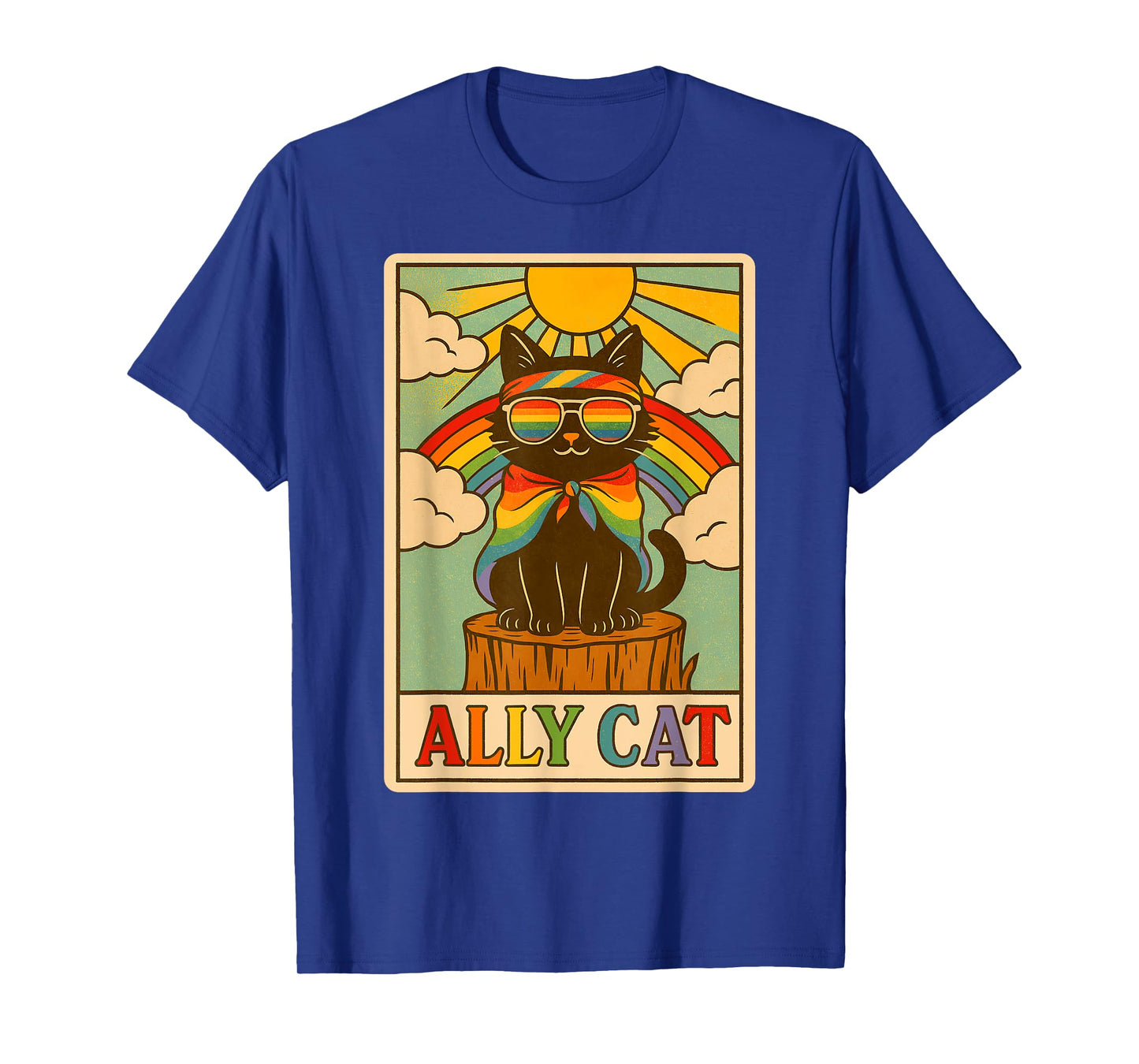 Ally Cat Be Kind LGBT Gay Rainbow Funny LGBTQ Flag Gay Pride Men Women Kids T-Shirt