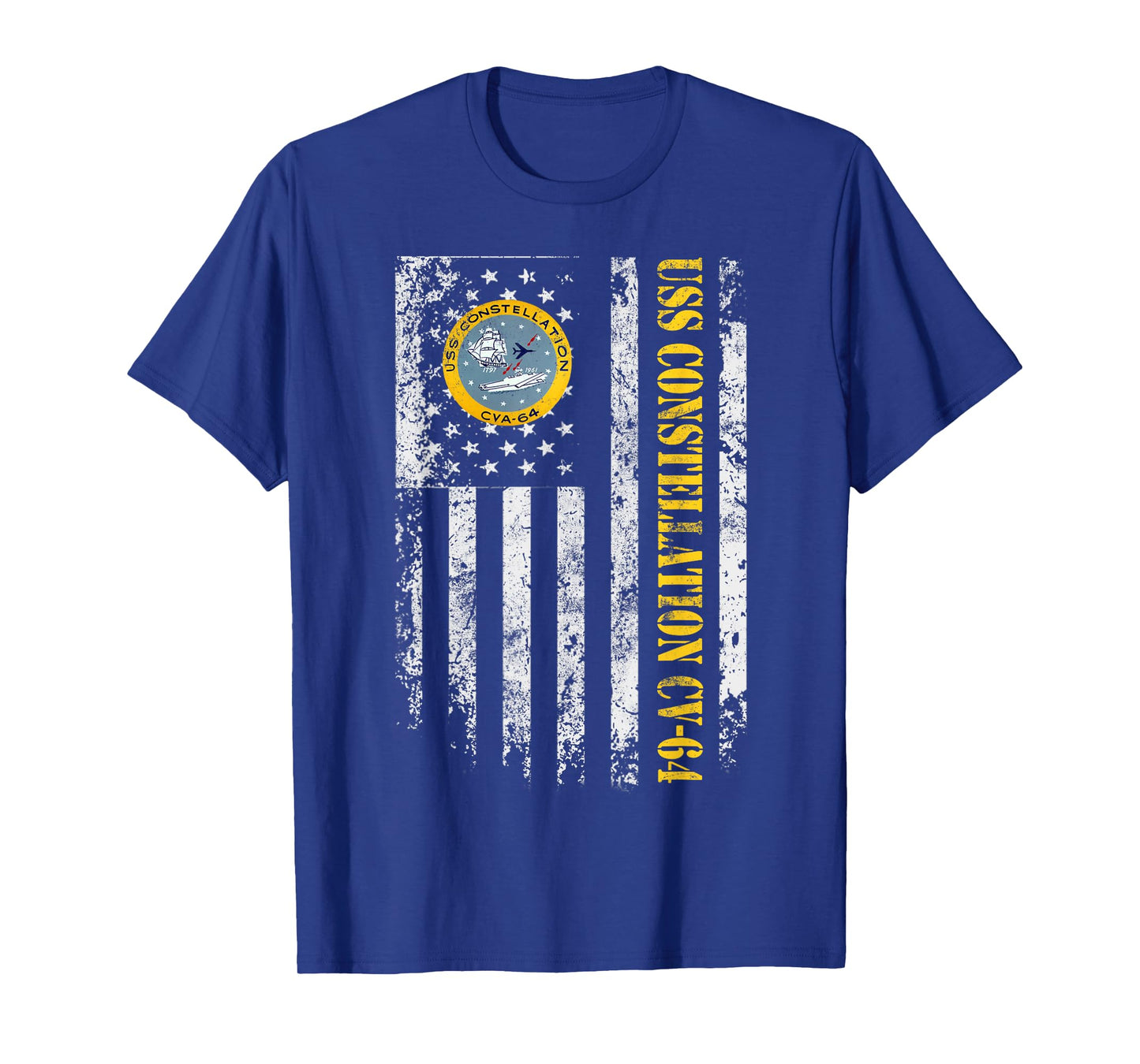 USS Constellation CV-64 Aircraft Carrier Veteran Flag Retro T-Shirt