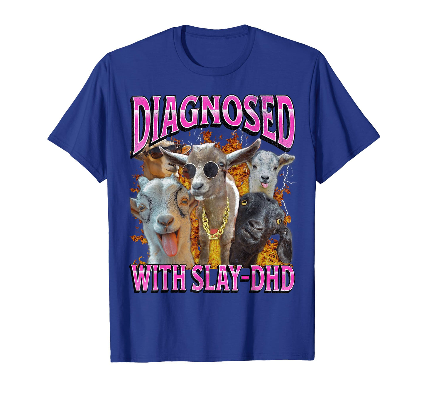 ADHD Slay-Dhd Funny Goat Adult Humor Gay Bootleg Graphic T-Shirt