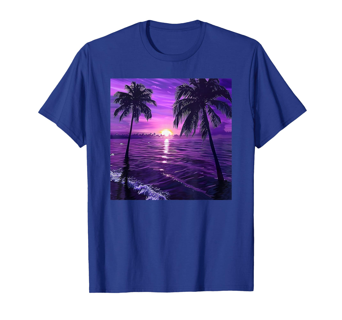 Palm Tree Ocean Sea Tropical Sunset Purple T-Shirt