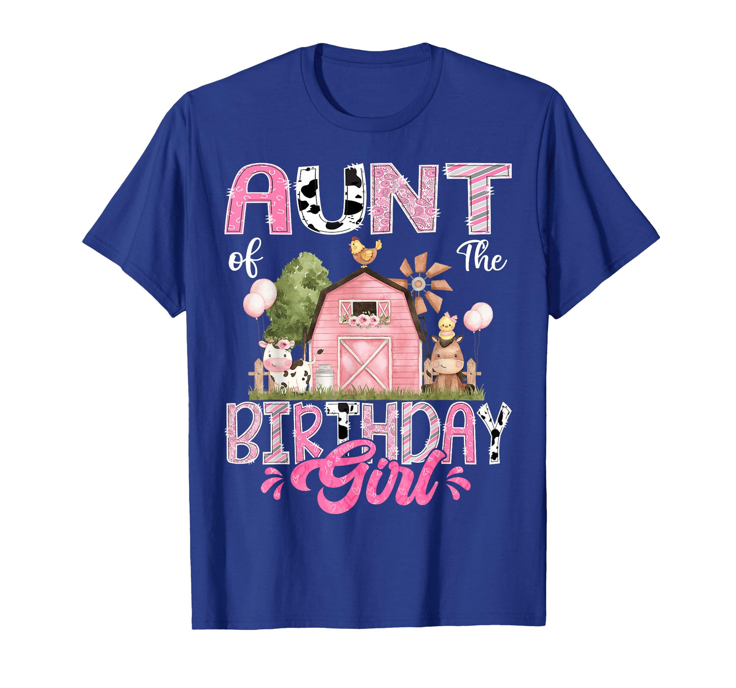 Aunt Of The Birthday Girl 1St Birthday Pink Cow Farm T-Shirt