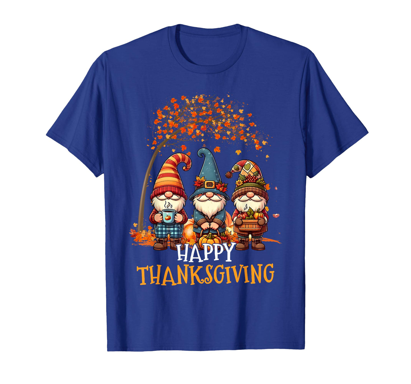 Happy Thanksgiving Gnomes Pumpkin Autumn Leaves Thanksgiving T-Shirt
