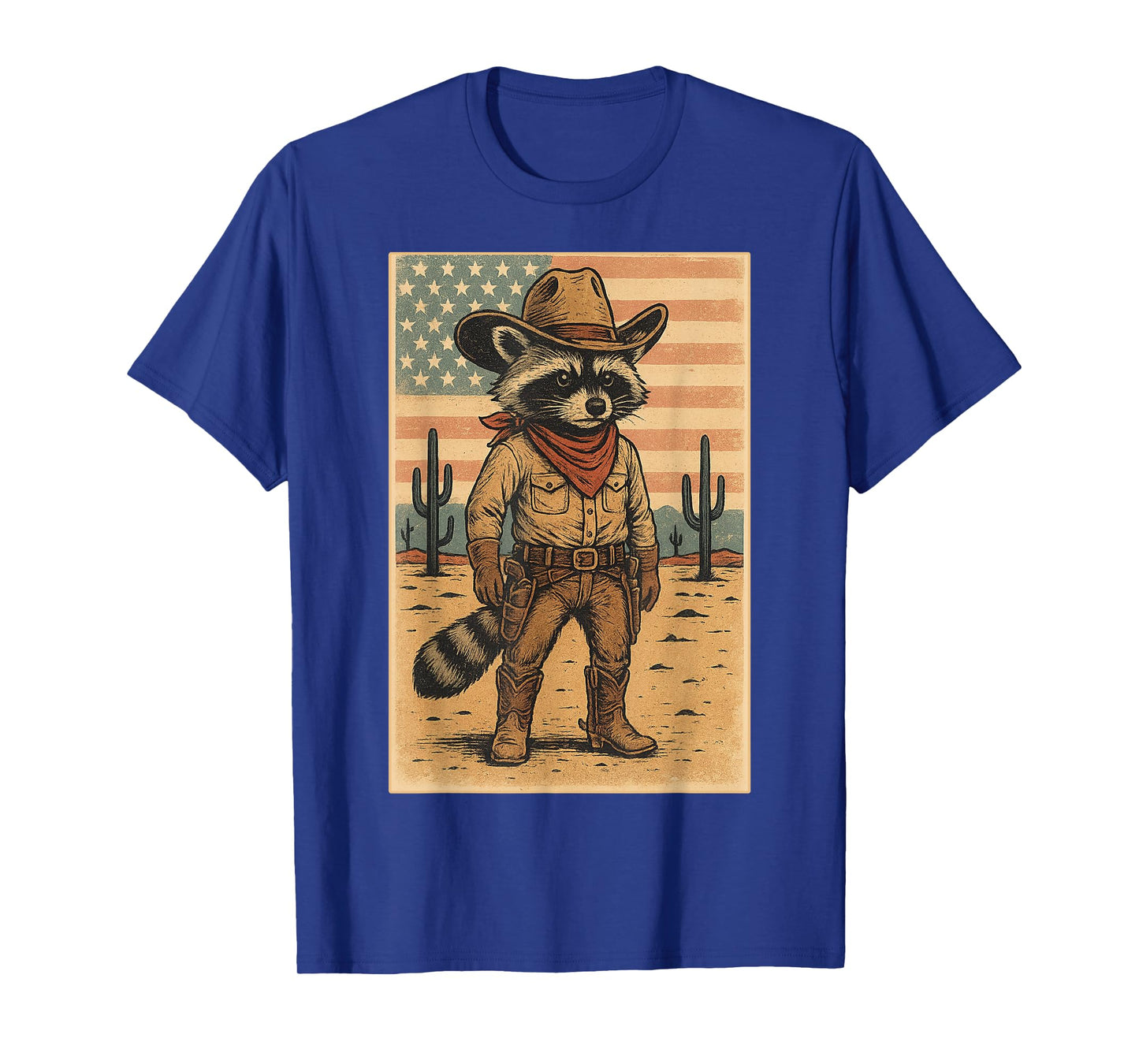 Raccoon Cowboy Cowgirl Racoons Vintage US Country Western T-Shirt