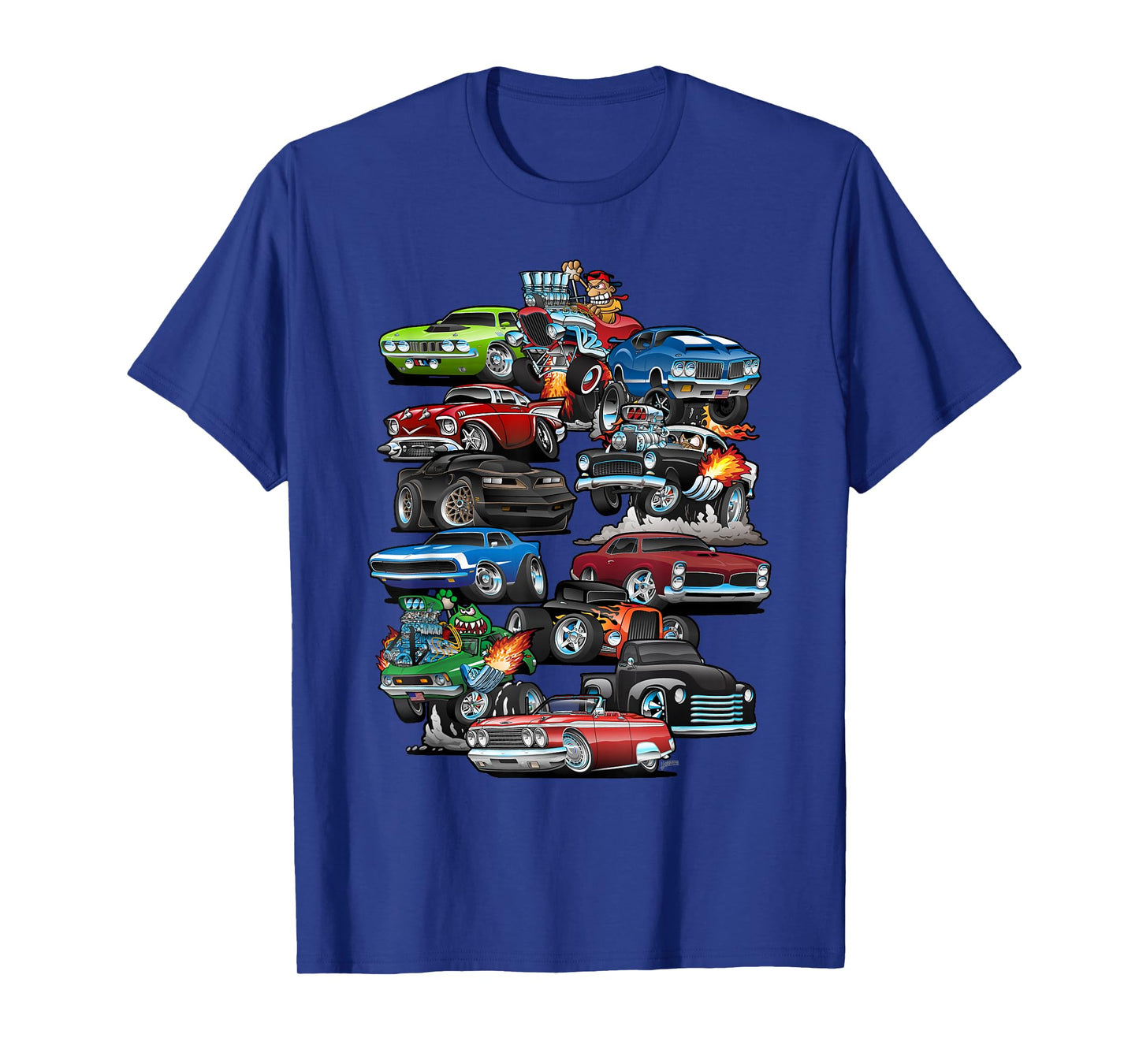 Car Madness! Muscle Cars, Classic Cars and Hotrods Cartoon T-Shirt