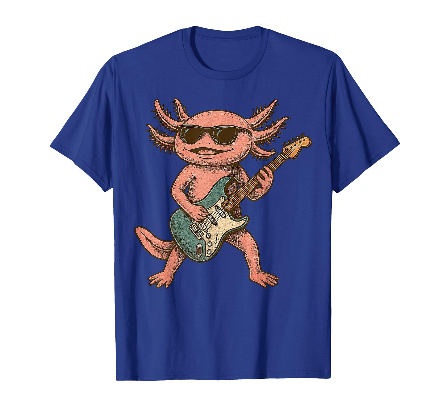 Axolotl Playing Guitar Rock and Roll Gift Men Women Boy Girl T-Shirt