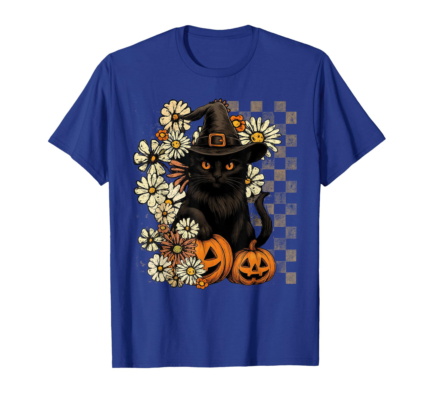 Retro Black Cat Pumpkin Halloween Costume Fall Autumn Season T-Shirt