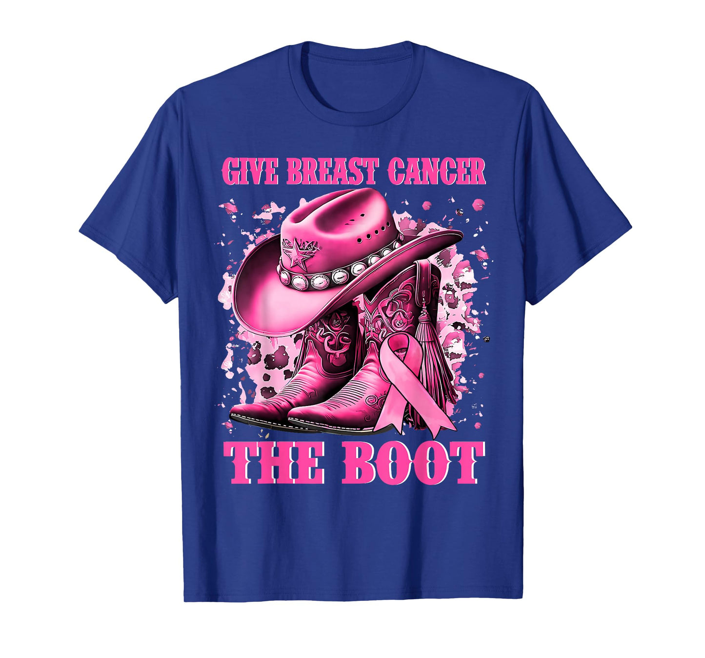 Cowgirl Western Give Breast Cancer The Boot Pink Ribbon T-Shirt