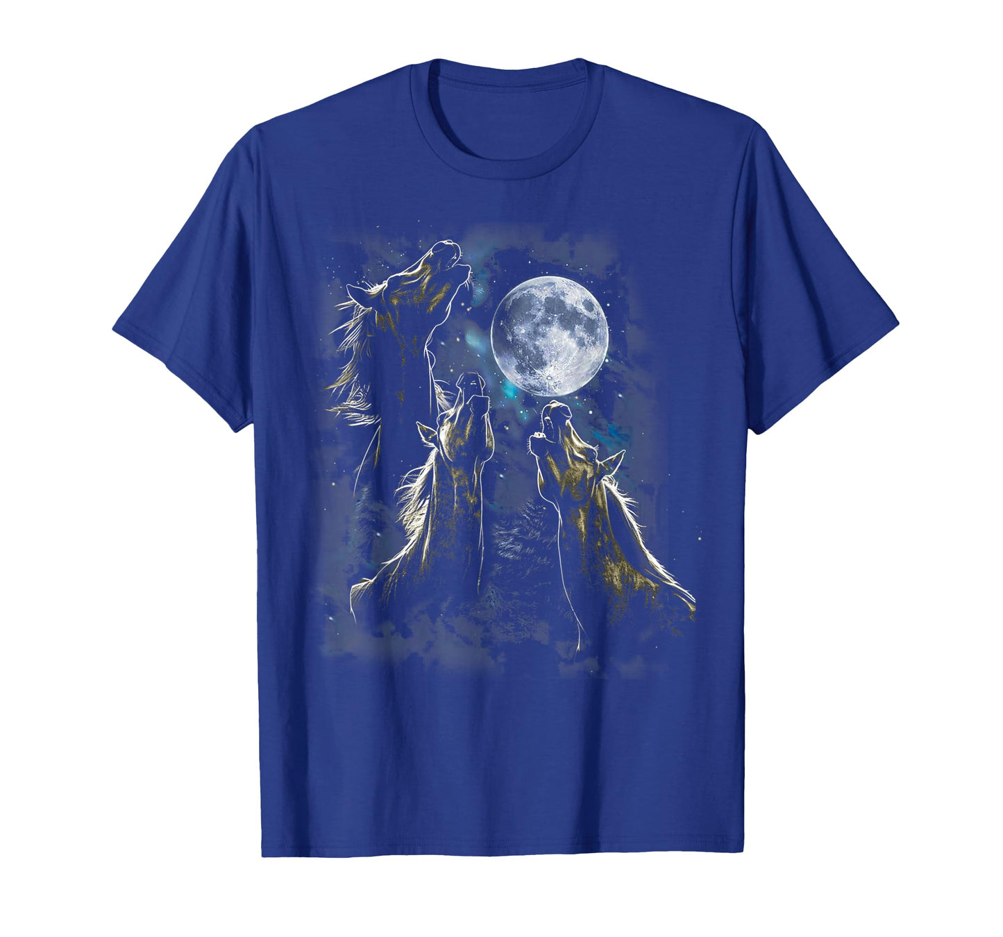 Three Horses Howling At The Moon Classic Horse Starry Night T-Shirt