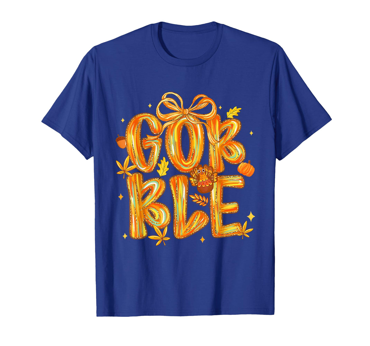 Gobble Turkey Coquette Fall Autumn Brushstroke Thanksgiving T-Shirt