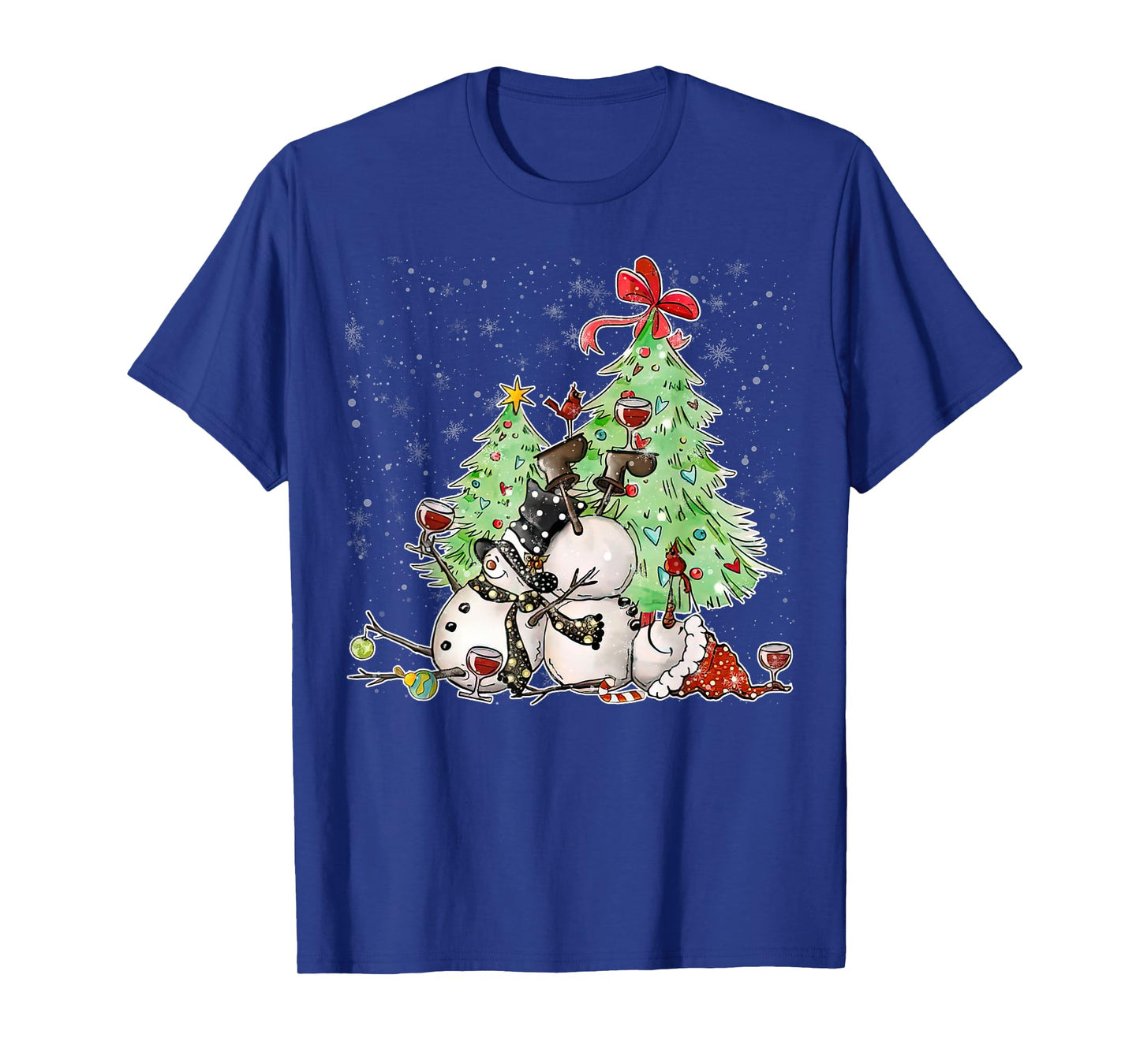 Tipsy Snowman Holiday Season Drinking Wine Snowmen Xmas Men T-Shirt