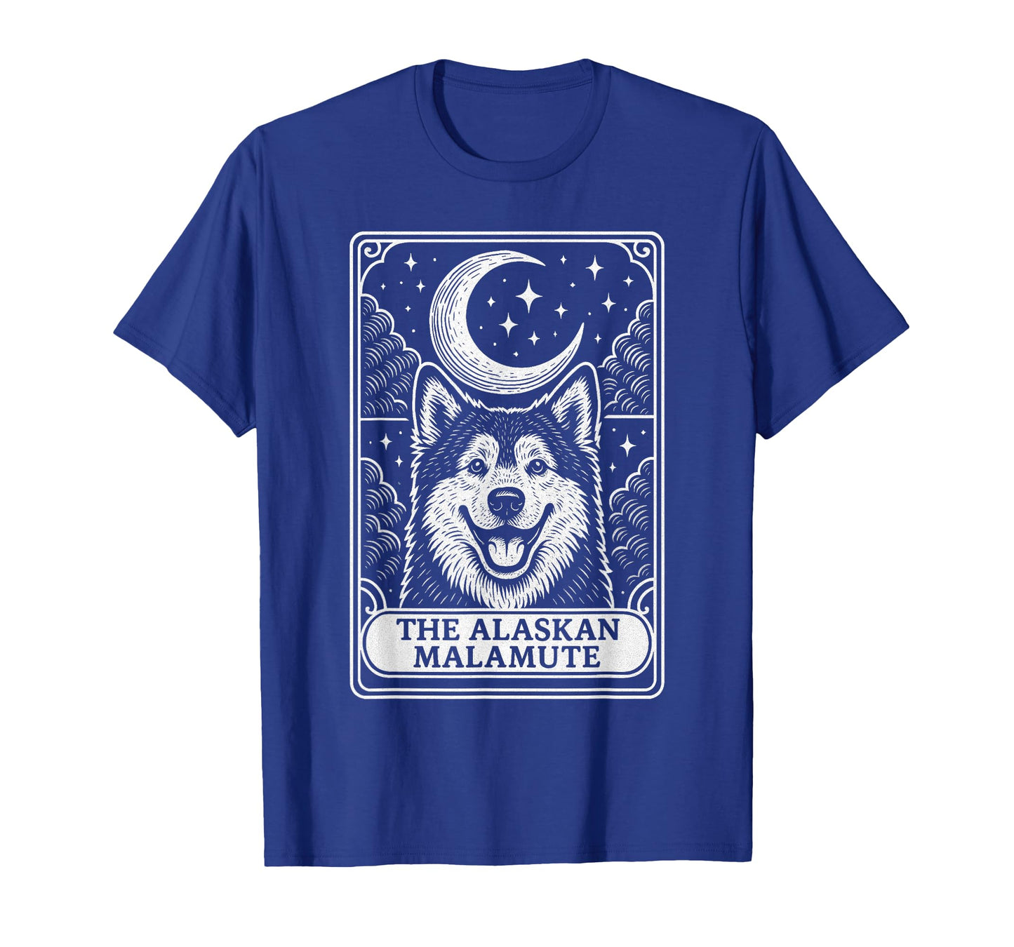 Alaskan Malamute Dog Mom Tarot Card Vintage Crescent Moon T-Shirt