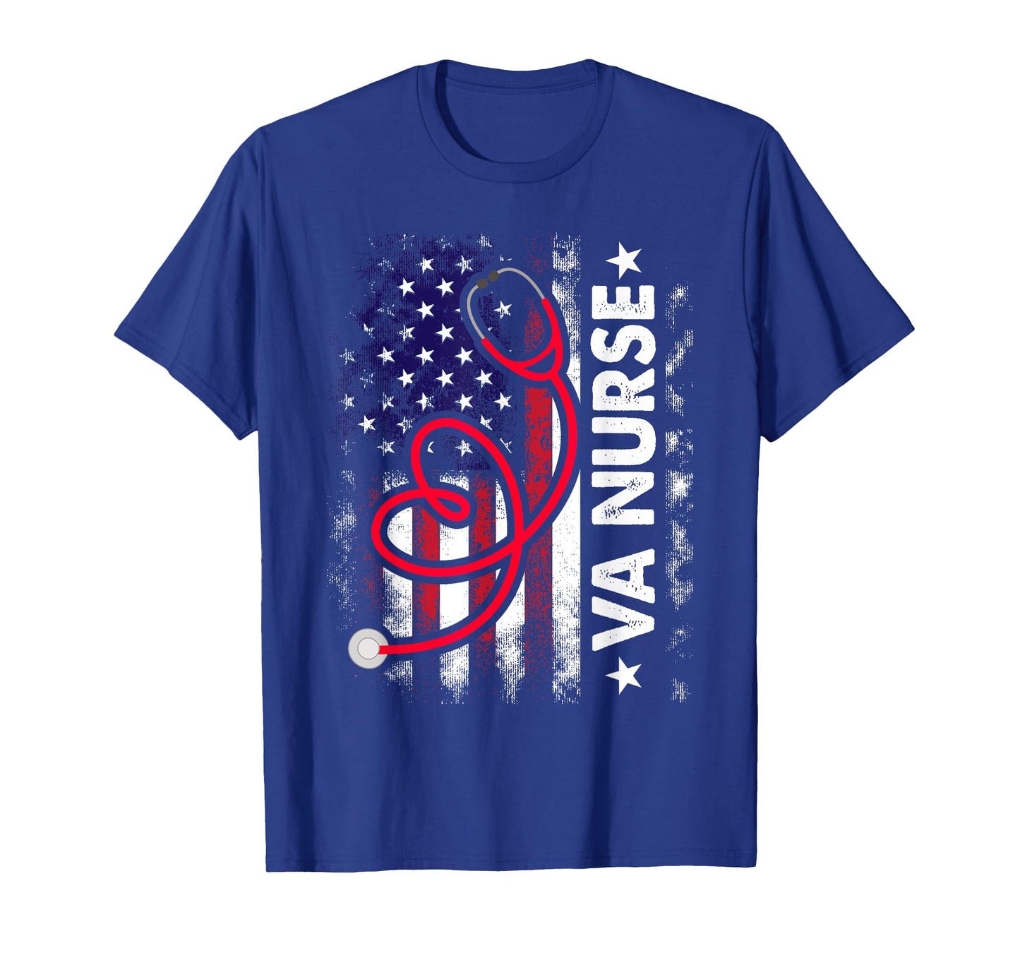 Womens American Flag VA Nurse Patriotic 4th of July T-Shirt