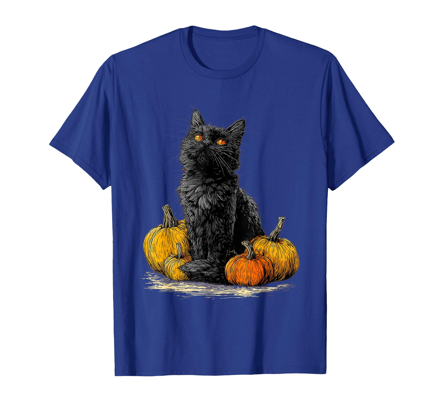 Black Cat Funny Halloween Pumpkin Cat Lover Cat Mom Dad T-Shirt