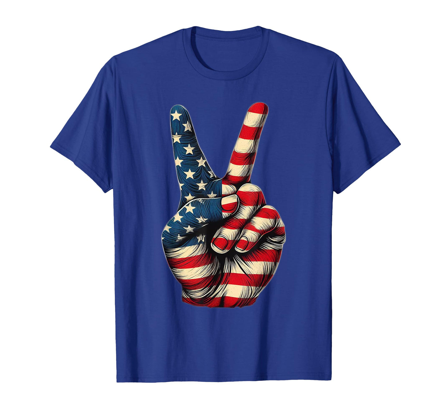 American Flag Peace Sign Hand 4th of July Patriotic T-Shirt
