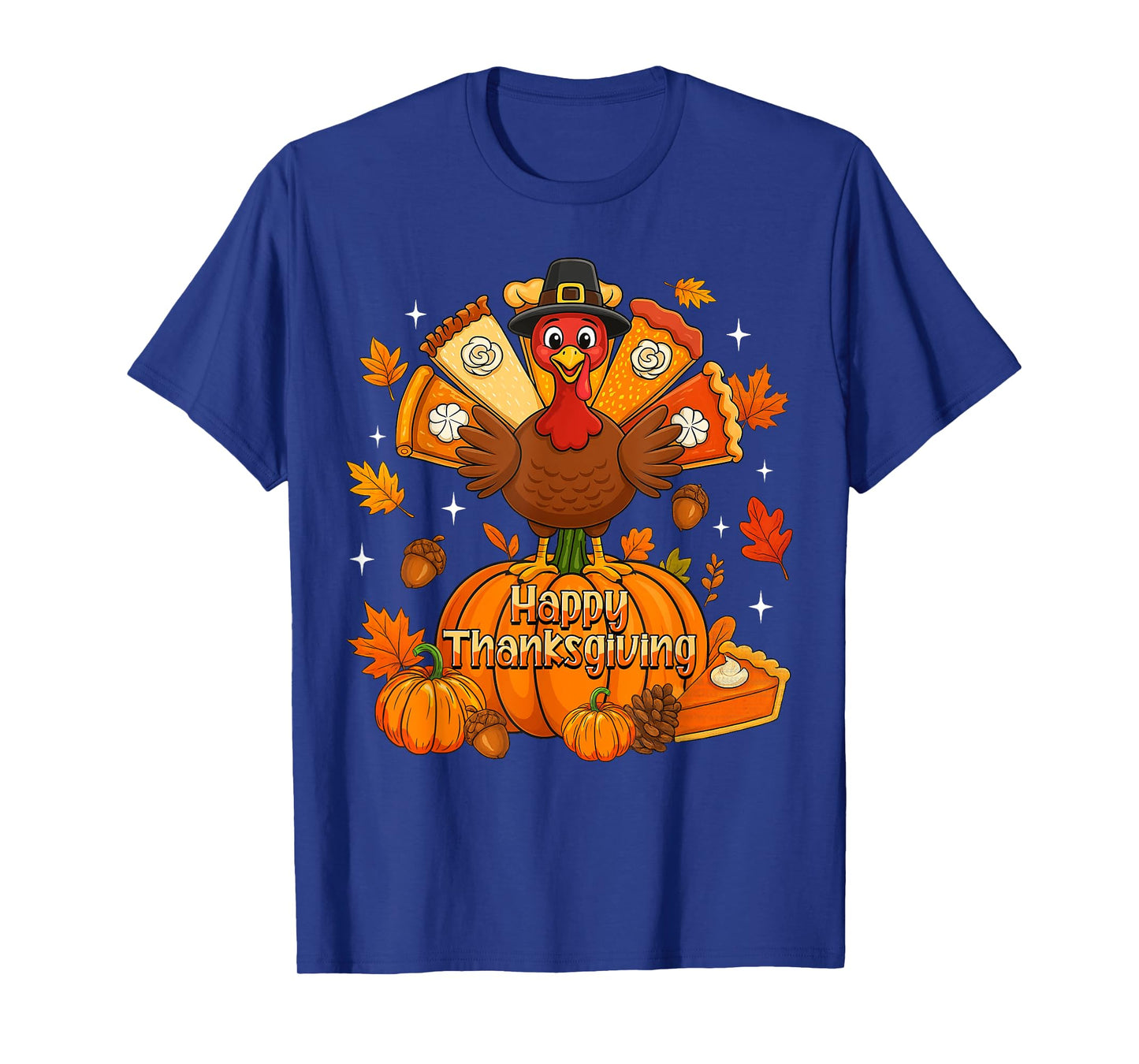 Happy Thanksgiving Autumn Pumpkin Thankful Turkey Boys Kids T-Shirt