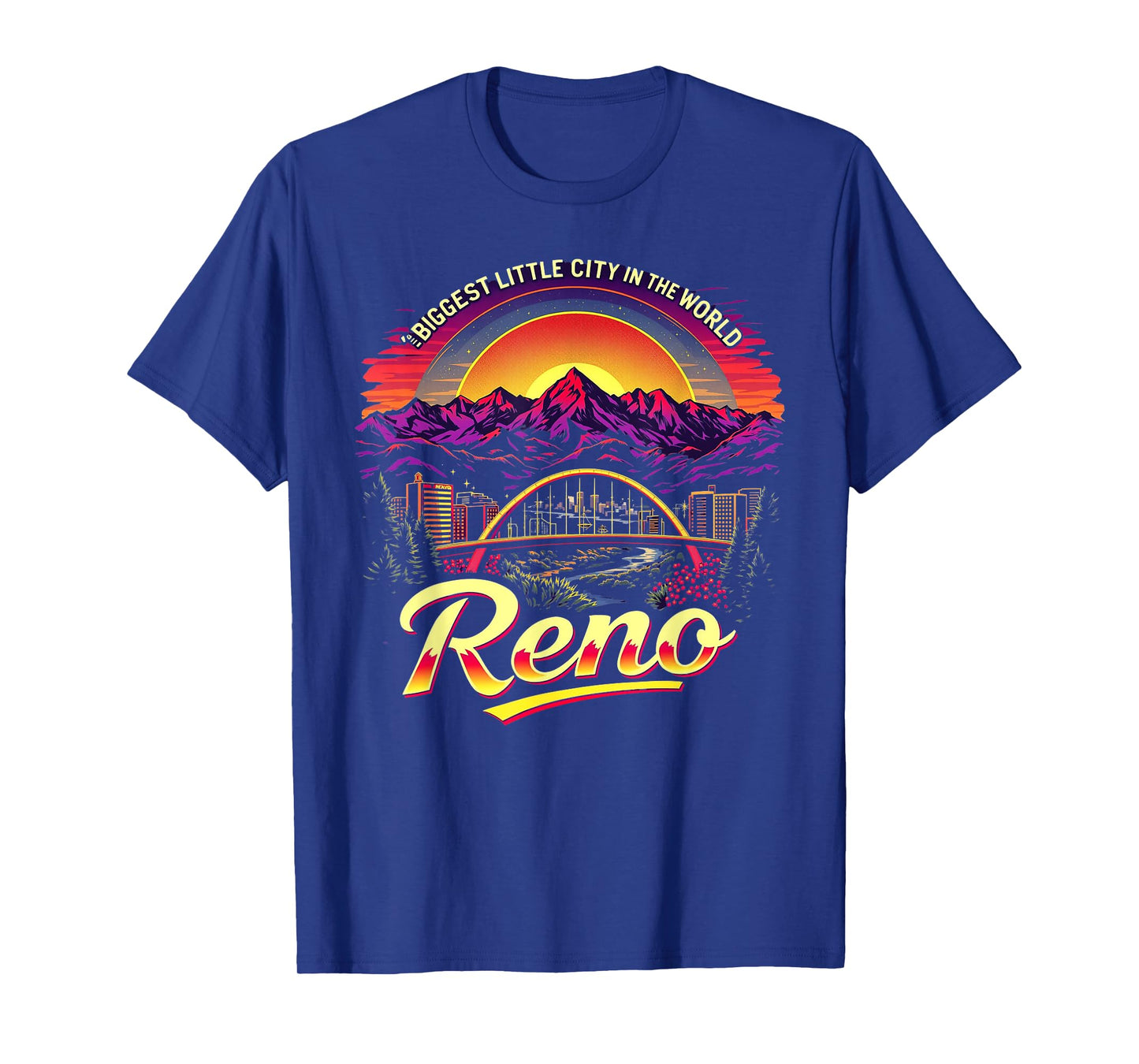 Vintage Reno Nevada Sunset Skyline Cityscape T-Shirt