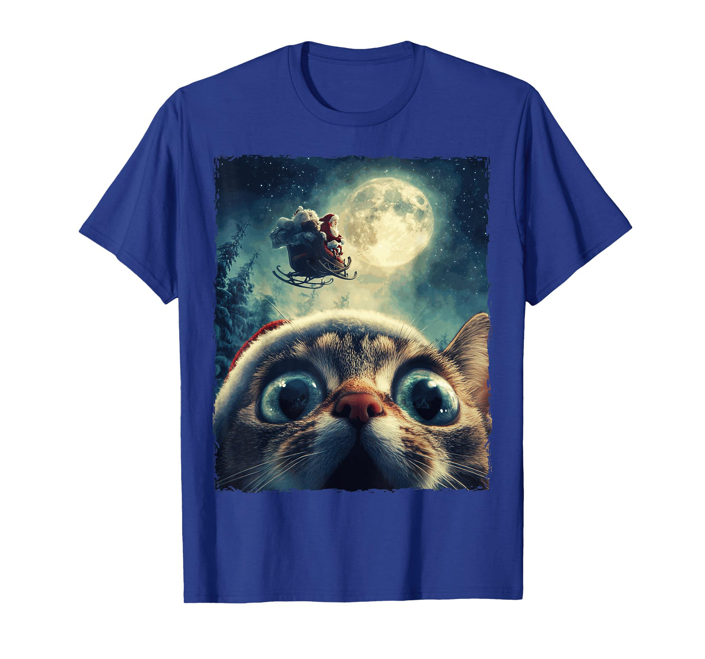 Funny Cat Selfie Santa Moon T-Shirt