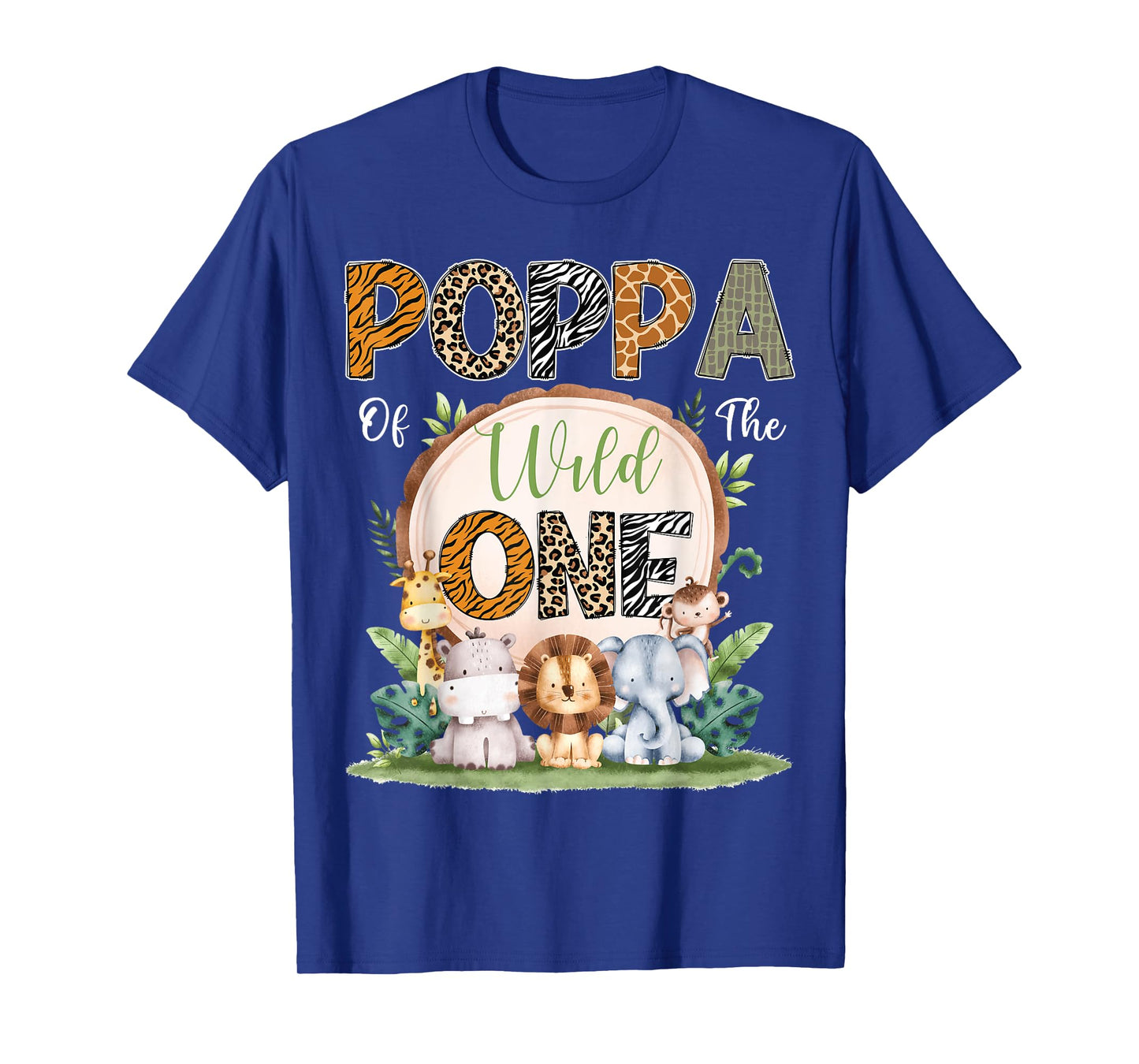 Poppa Of The Wild One First Birthday Safari Woodland T-Shirt