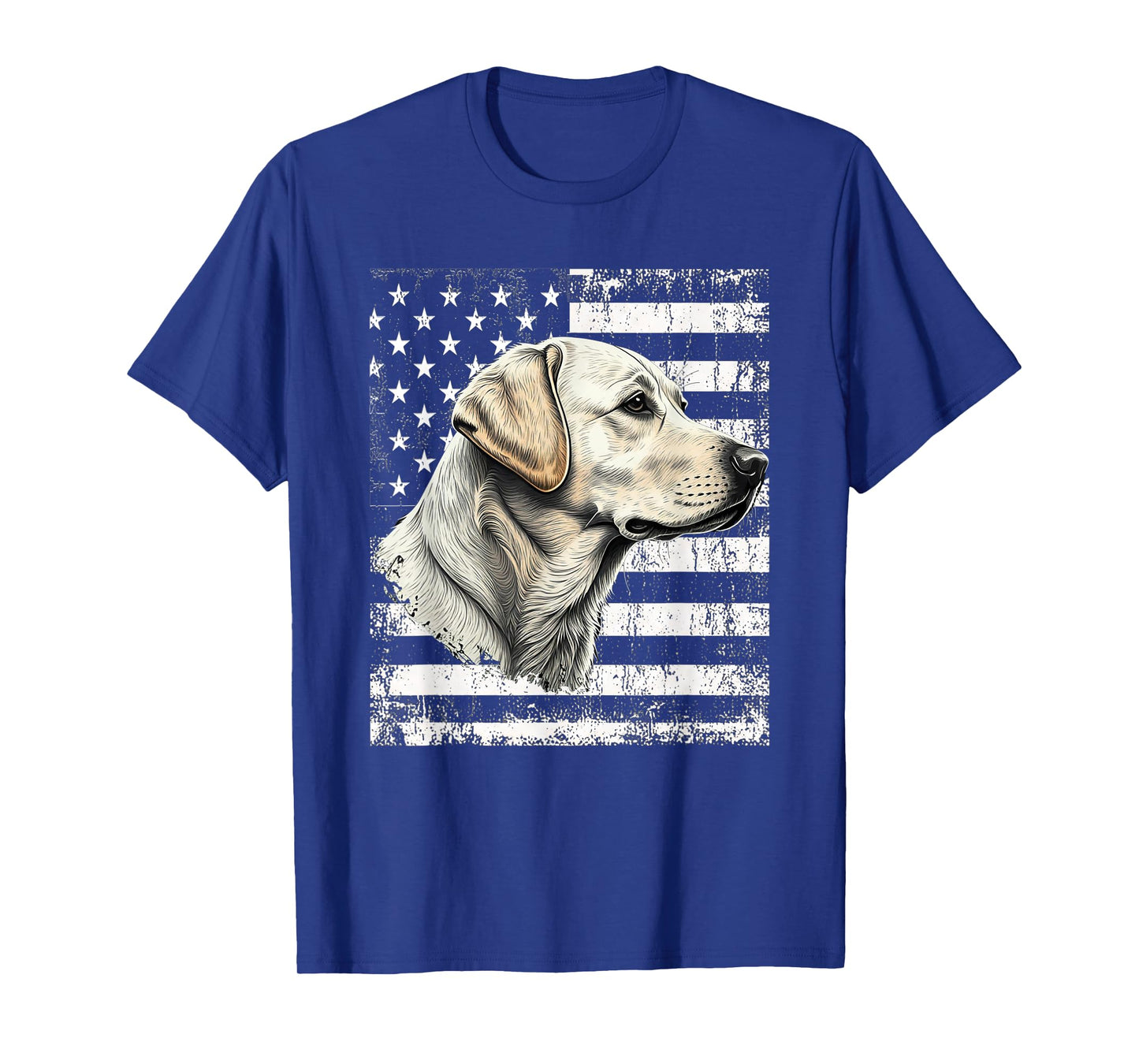 Patriotic USA Flag Yellow Labrador Distressed Retro Design T-Shirt