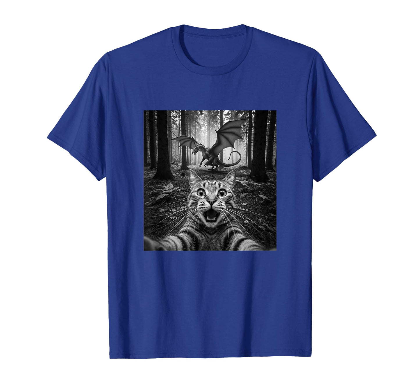 Funny Cat Selfie with Dragon for Men Women Kid T-Shirt