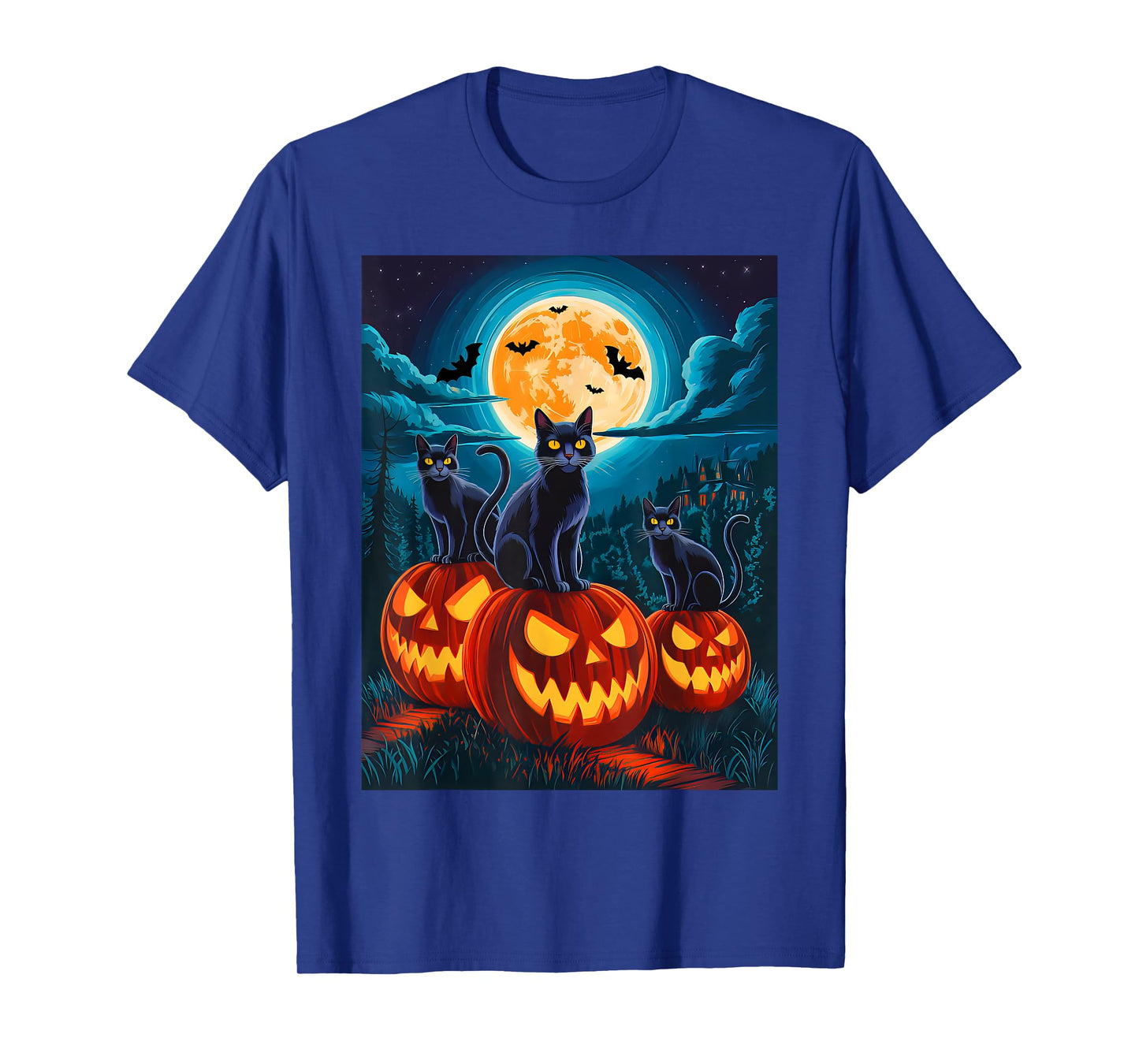 Retro Black Cat Halloween Fall Pumpkin Men Women Cat Lover T-Shirt