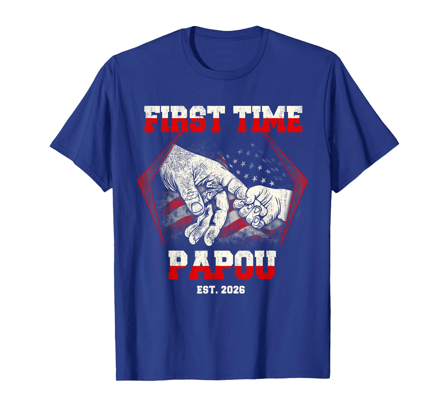 First Time Papou Est. 2026 Funny American Flag Vintage T-Shirt