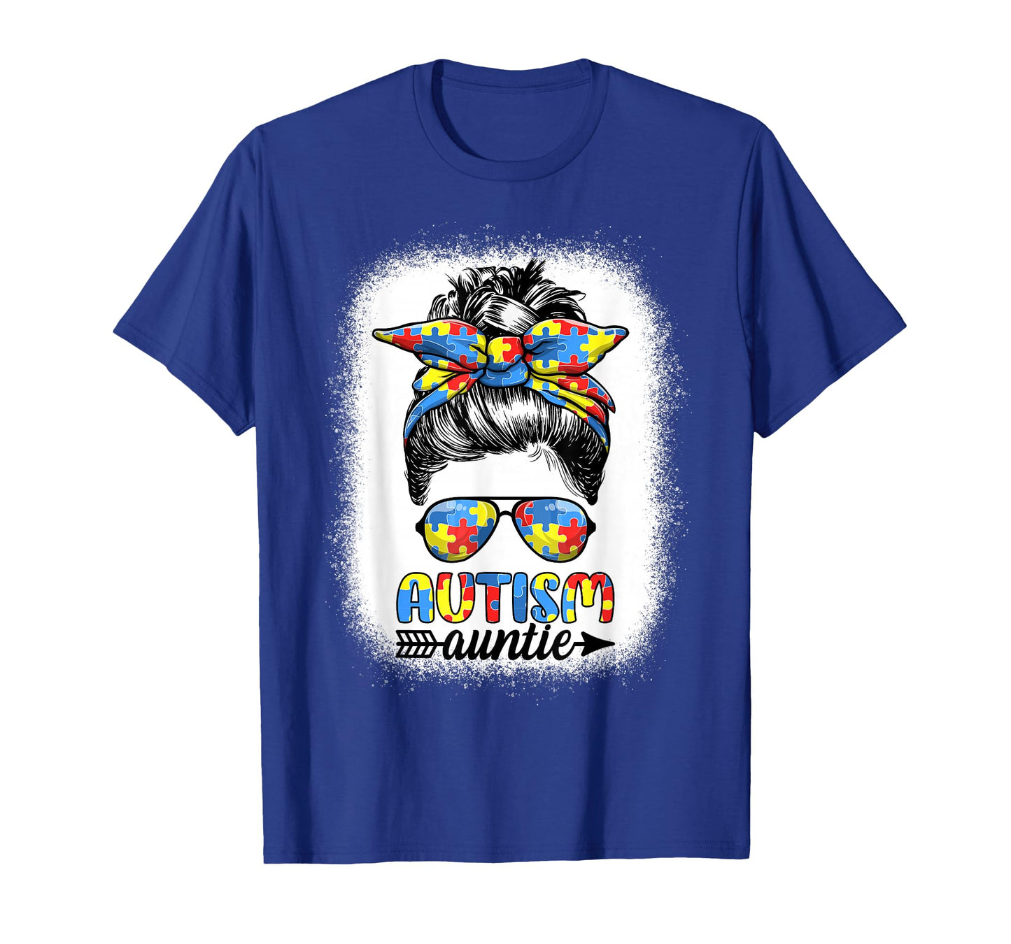 Autism Auntie Life - Messy Bun Autism Aunt Autism Awareness T-Shirt