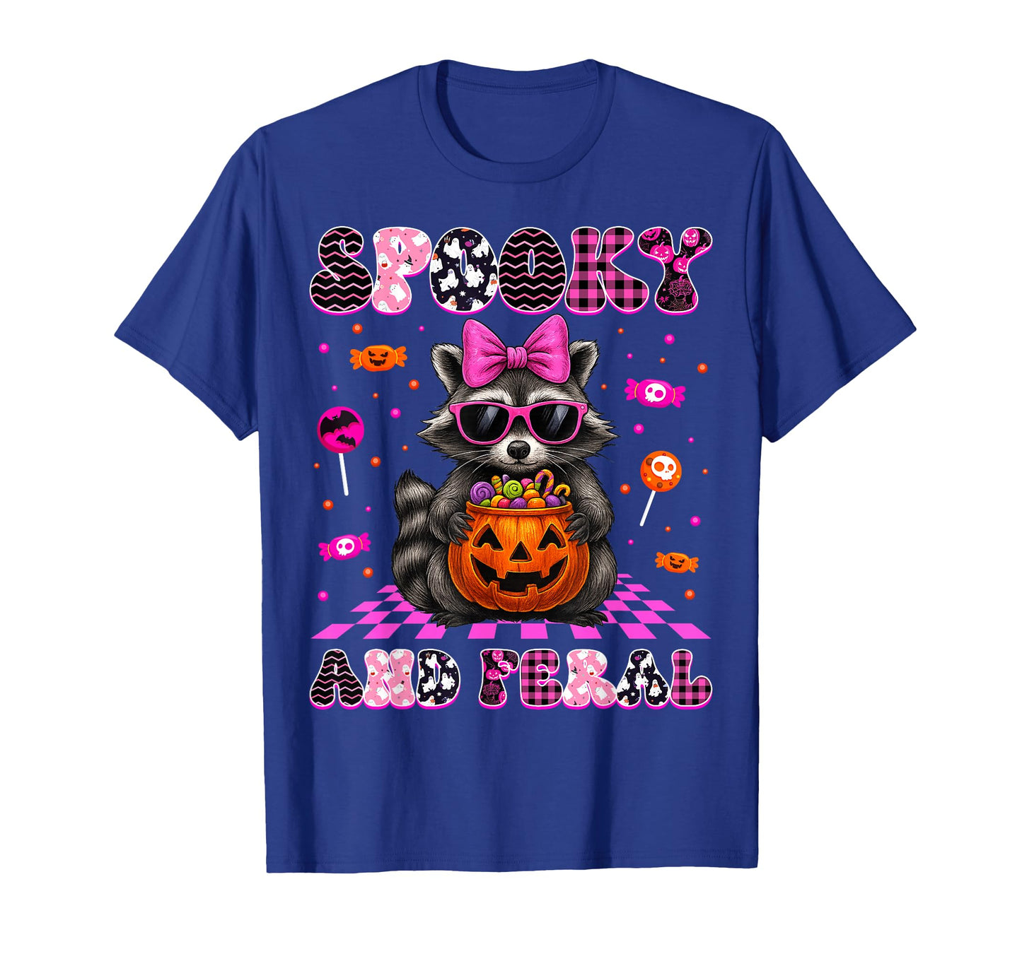 Spooky and Feral Cute Raccoon Halloween Costumes Women Girl T-Shirt