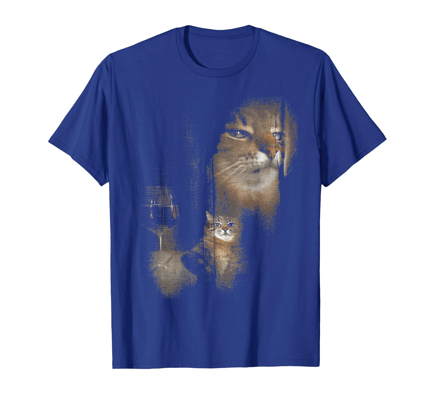 Funny Cat And Wine Art Print Short T-Shirt