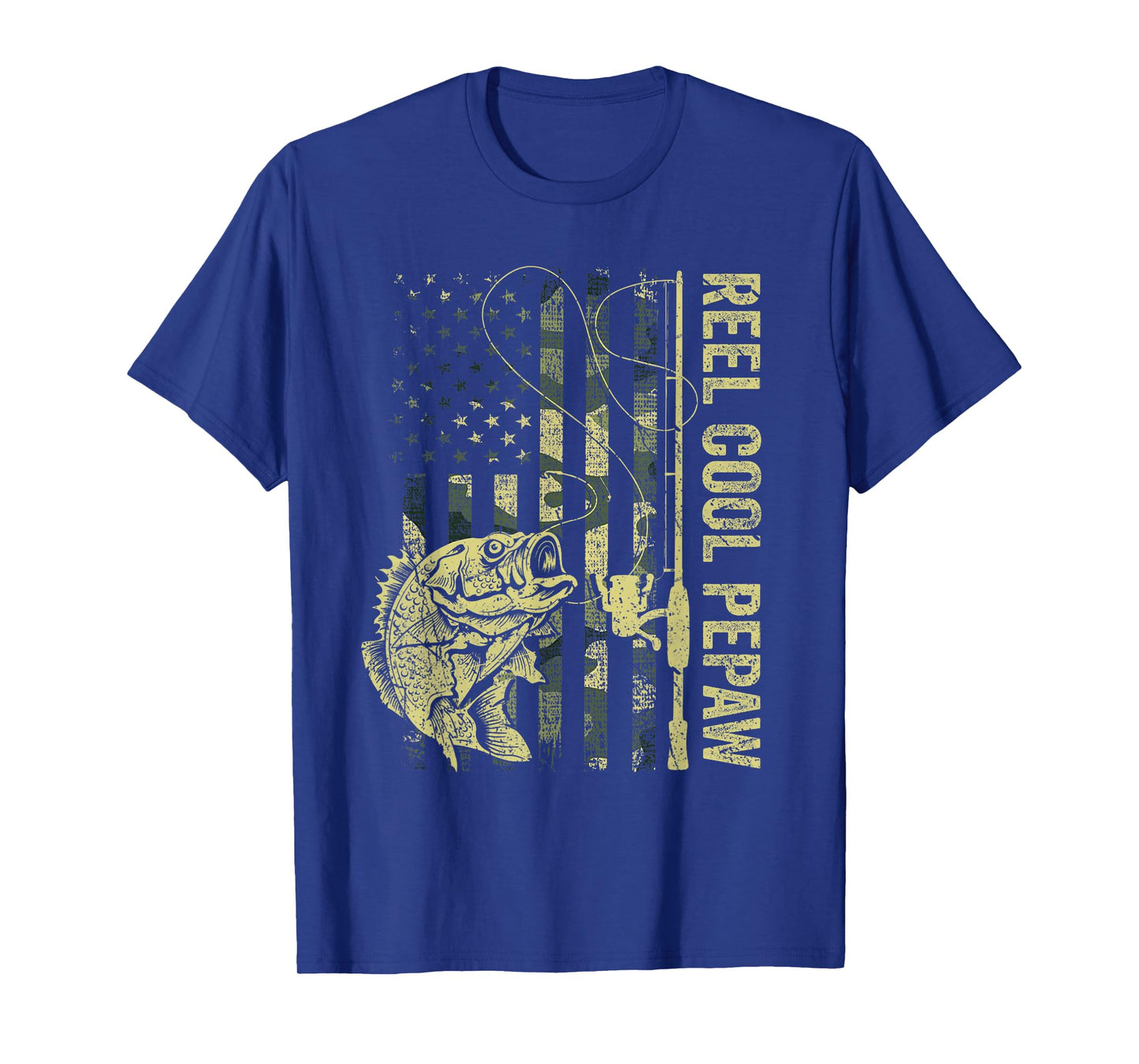 Reel Cool Pepaw Camouflage American Flag Fathers Day Men T-Shirt
