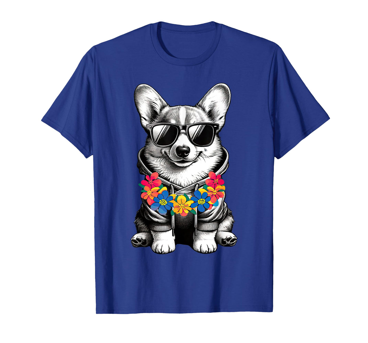Retro Hawaiian Corgi Dog Mom Tropical Floral Summer Vibes T-Shirt for Men Women Kids