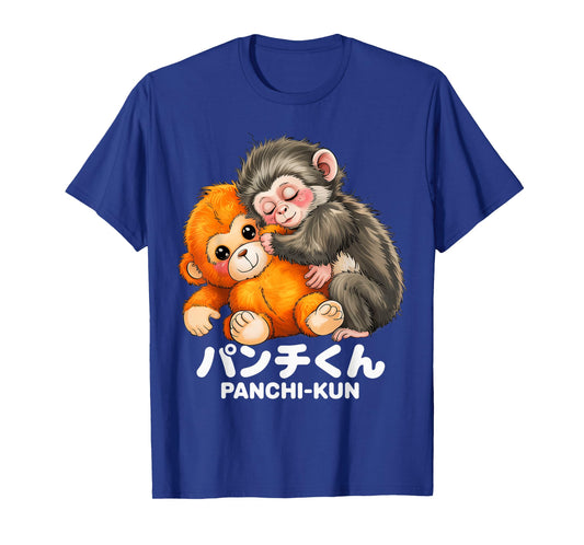 Panchi Kun Holding Plush Toy Baby Macaque Monkey Punch T-Shirt