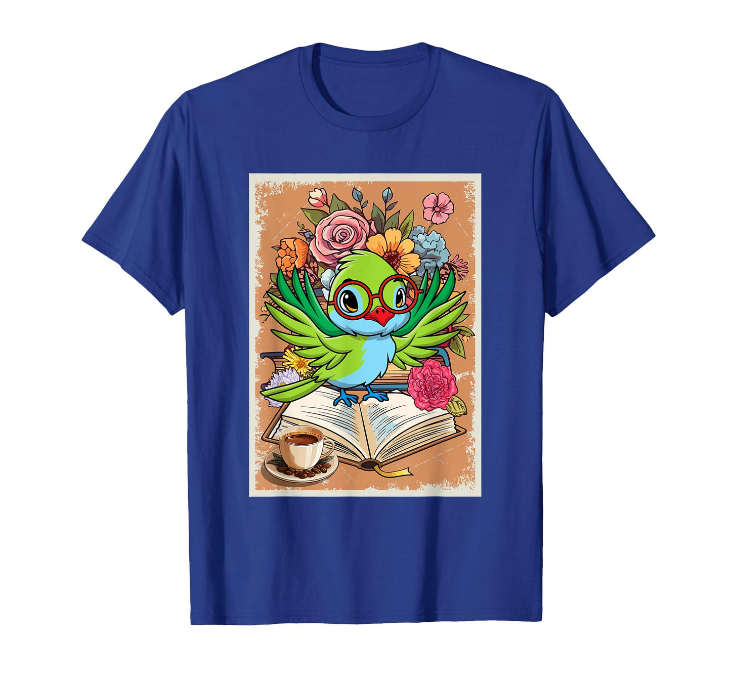 Vintage Hummingbird Reading Book Costume Flowers Bookworm T-Shirt