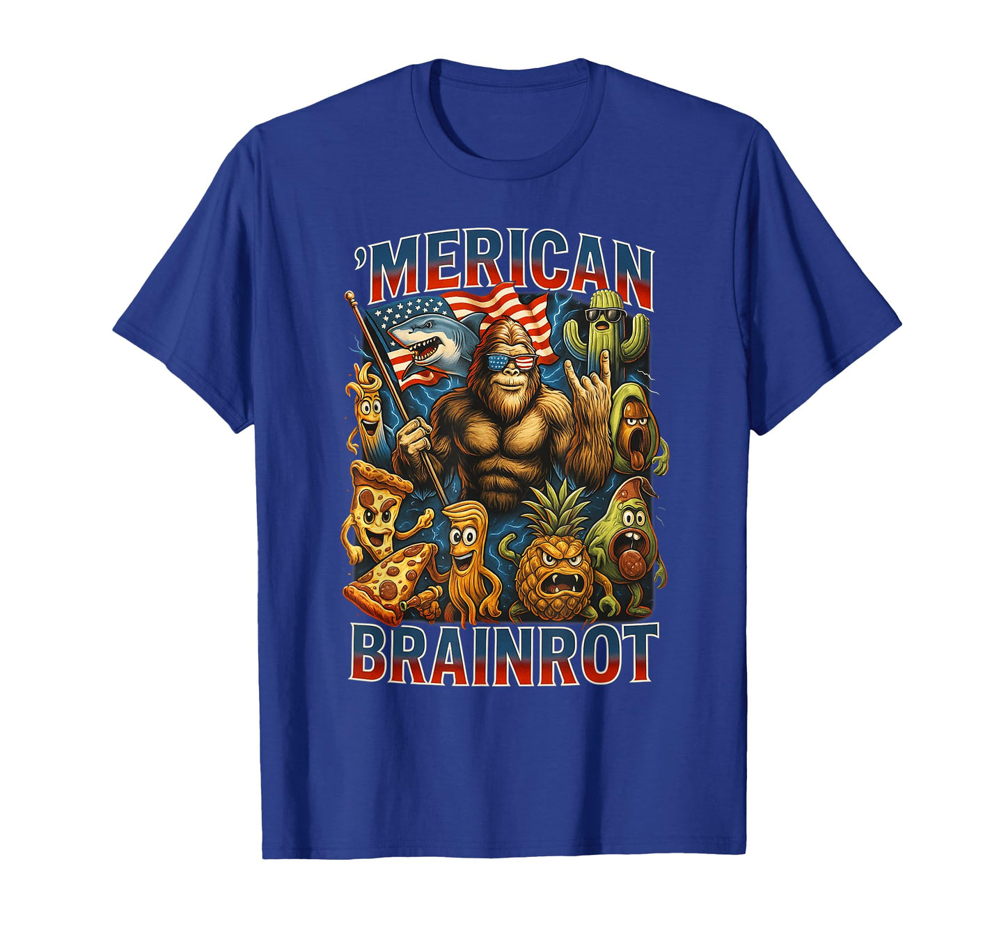 Italian Brainrot Big Meme 4th of July Flag Foot T-Shirt