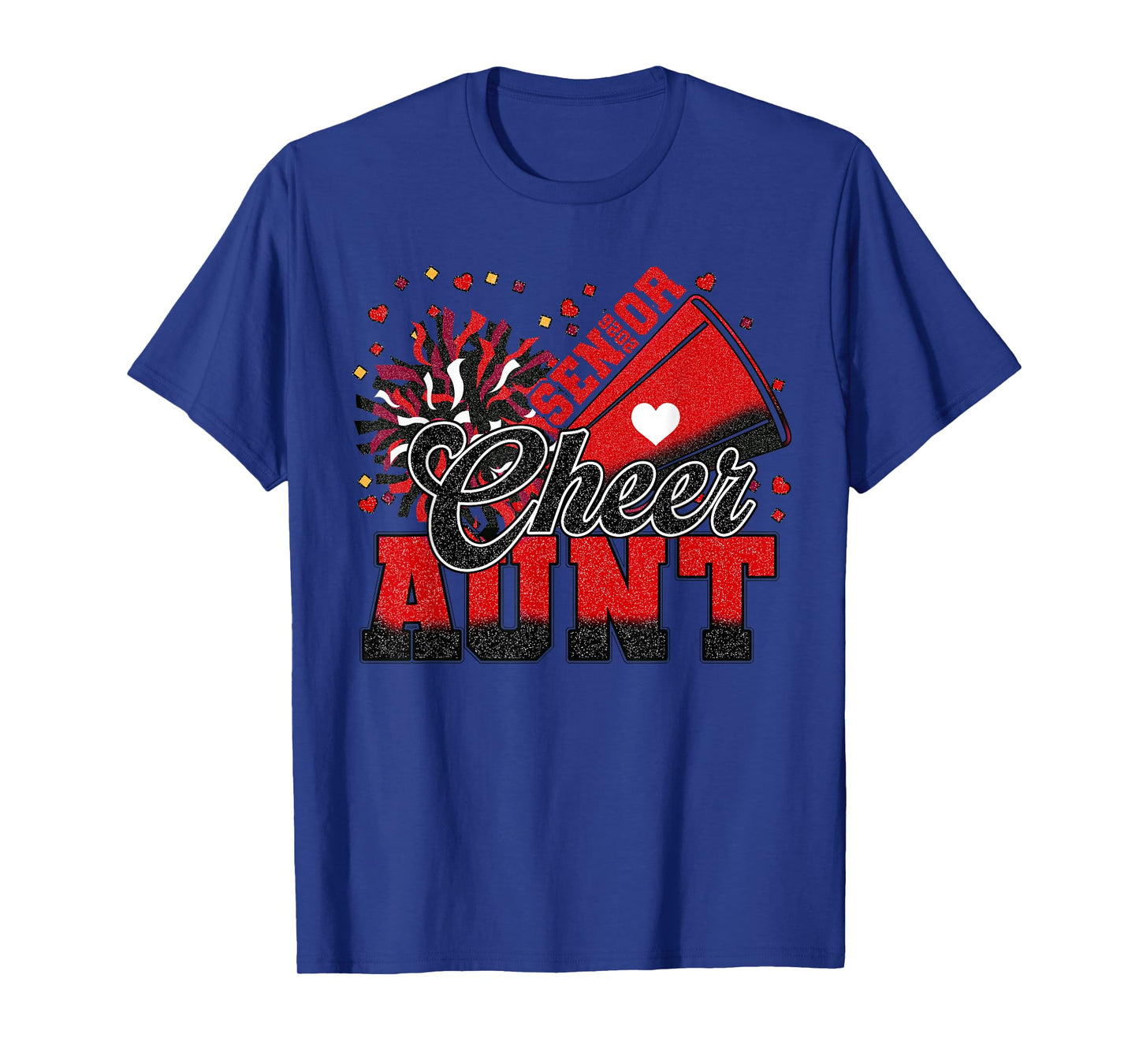 Senior Cheer Aunt 2026 Red and Black Vintage Cheerleader T-Shirt