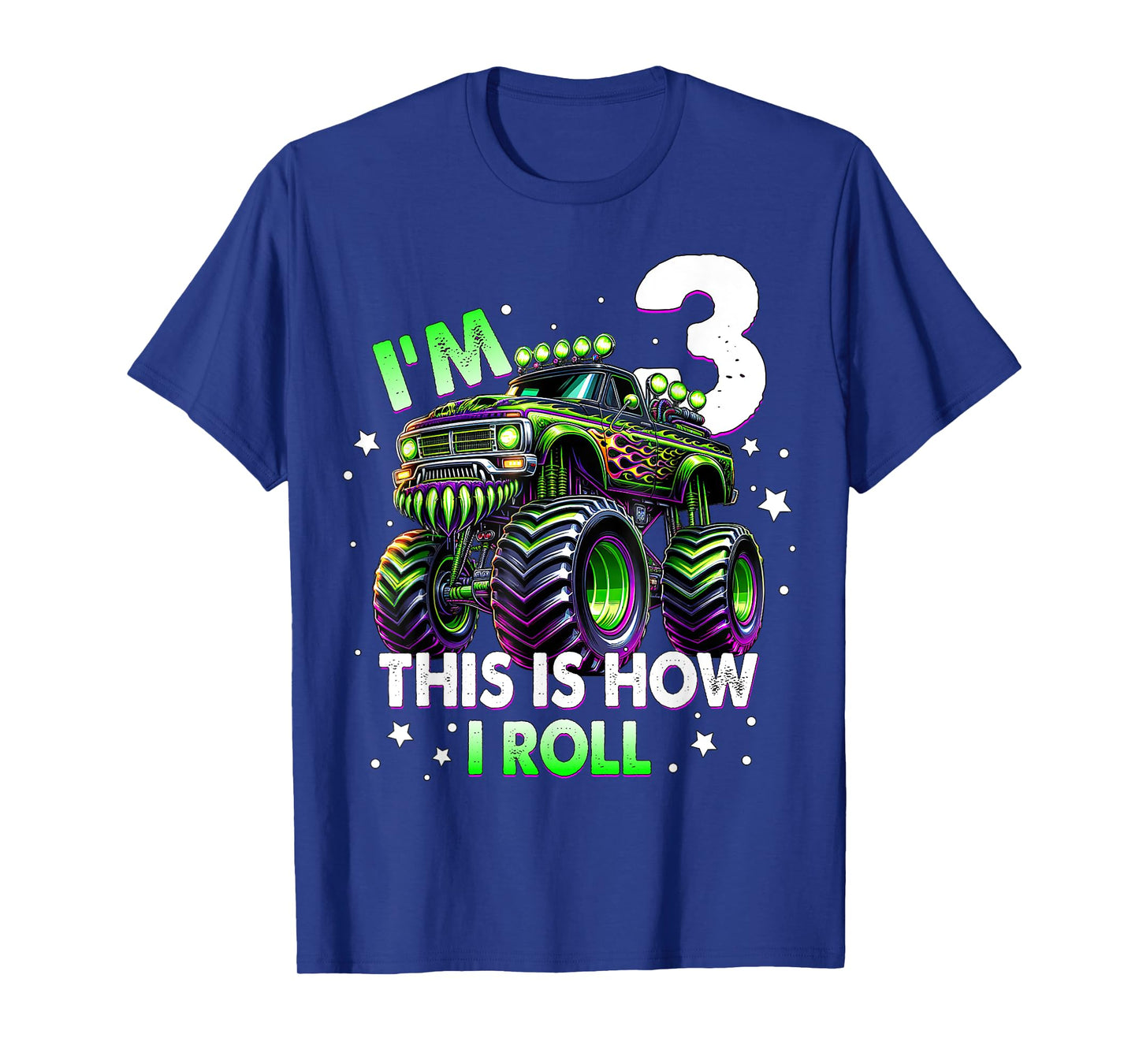 Kids I'm 3 This Is How I Roll Monster Truck 3rd Birthday Boy T-Shirt