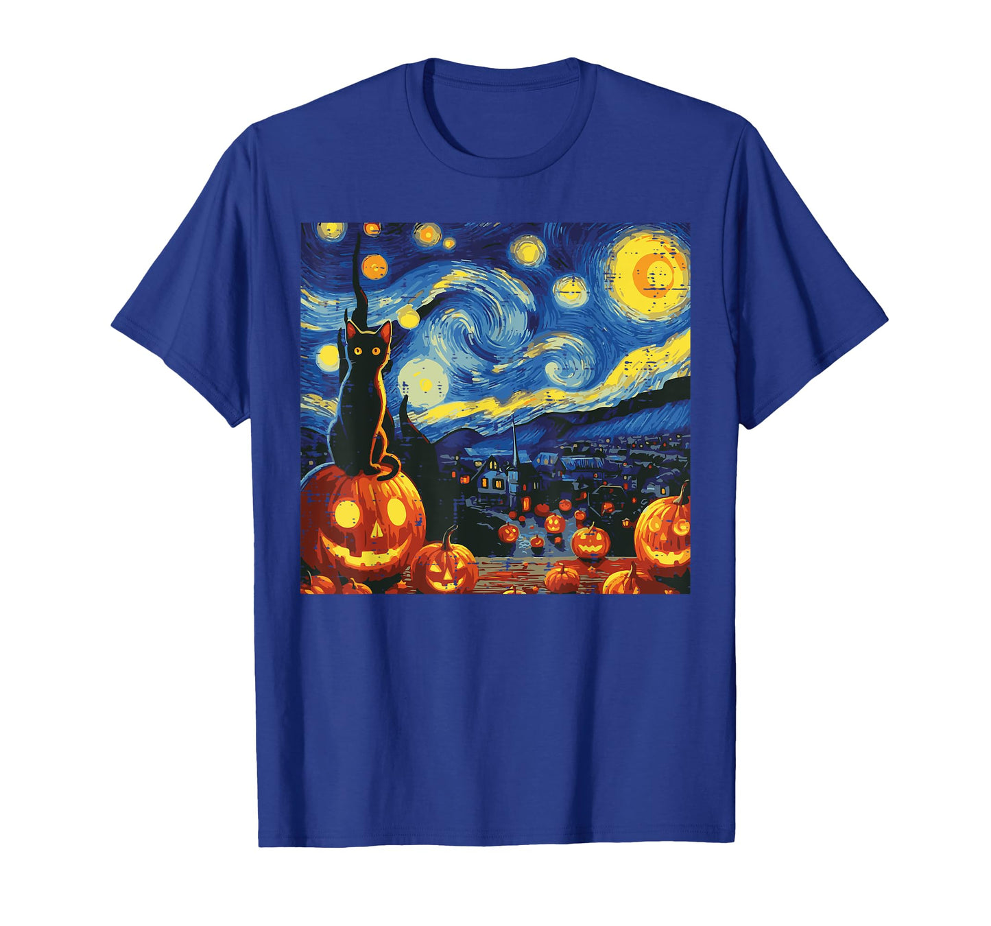 Halloween Starry Night Cat Pumpkins Costume Men Women Kids T-Shirt