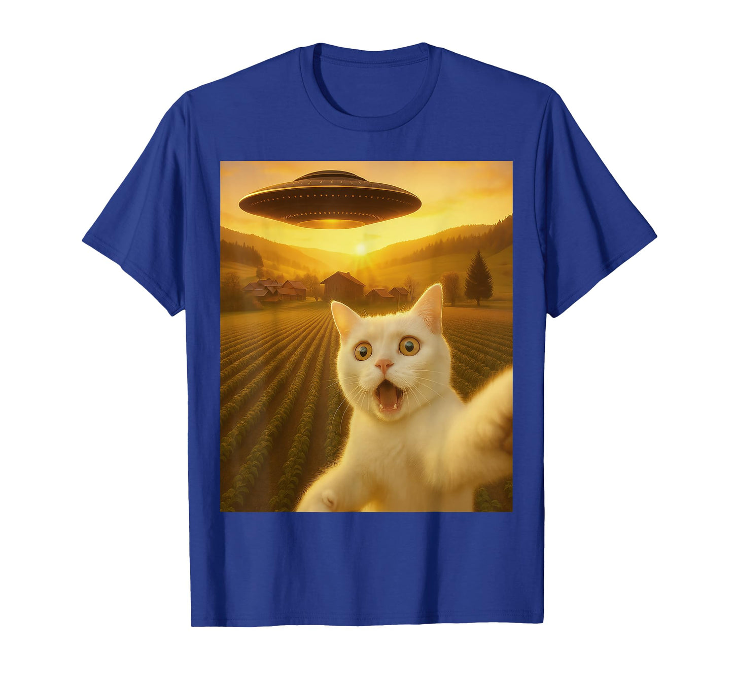 Cat Selfie with Alien UFO Funny Cats Gifts for Men Women Kid T-Shirt