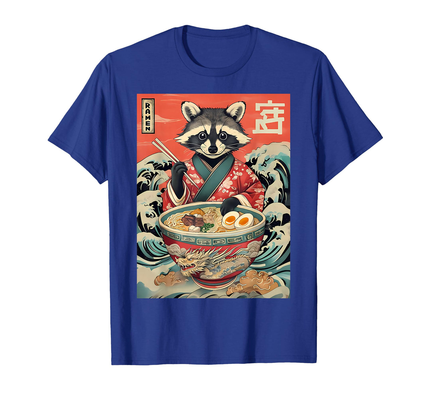 Raccoon Eating Ramen Noodles Kawaii Anime Manga Japanese T-Shirt